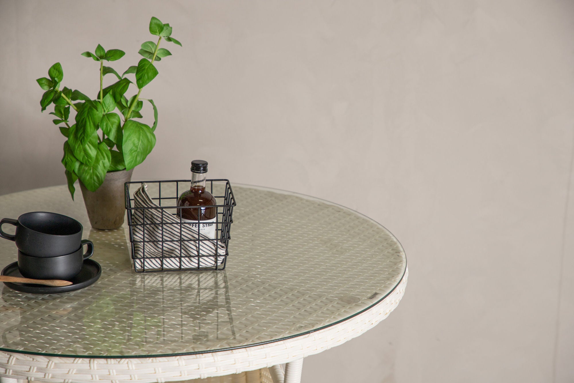 Venture Home Volta bord ø 90 - White/Glass