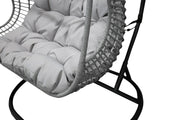 Venture Home Viga Double Hanging stol - Black Frame / Grey Wicker / Grey Cushion