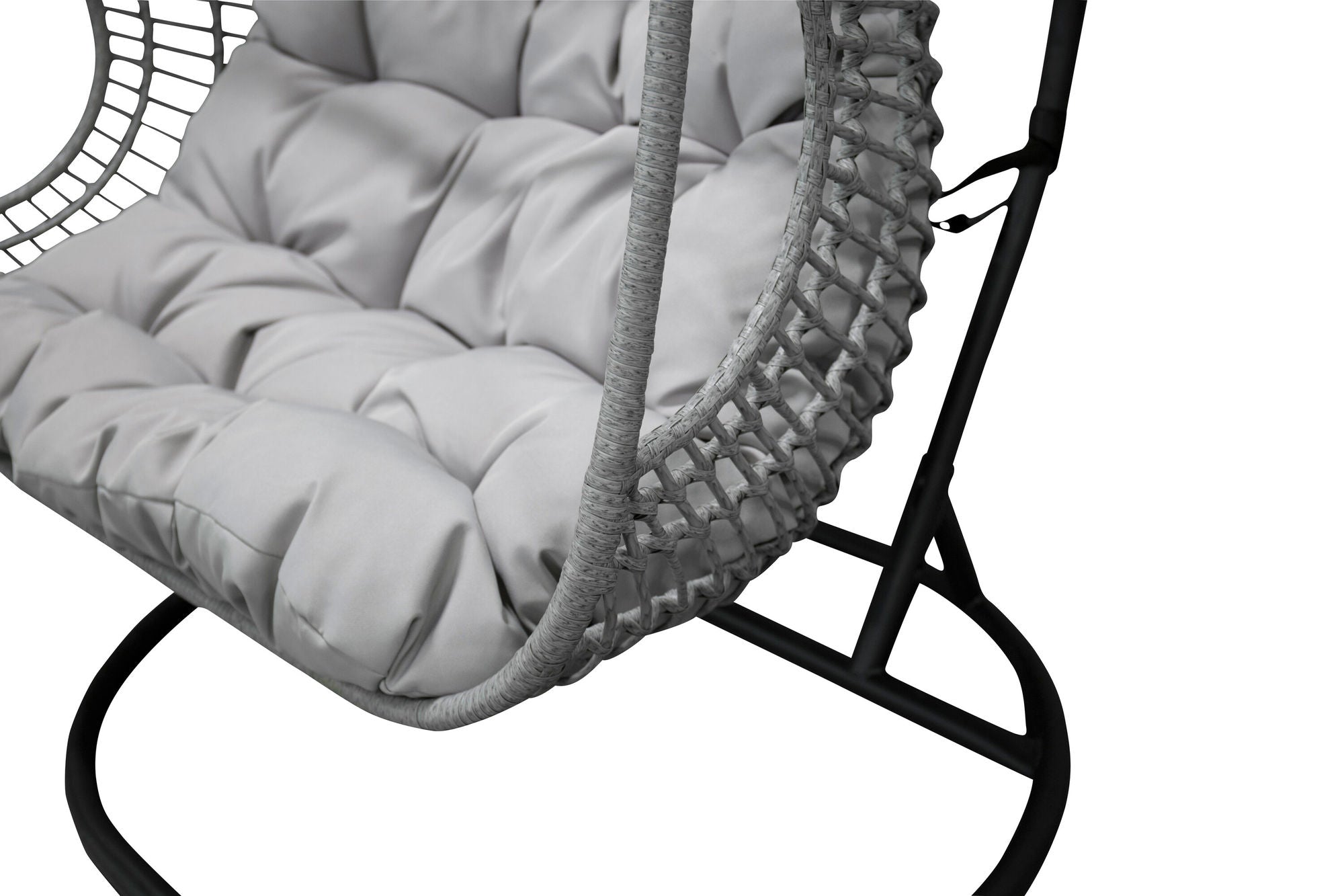 Venture Home Viga Double Hanging stol - Black Frame / Grey Wicker / Grey Cushion