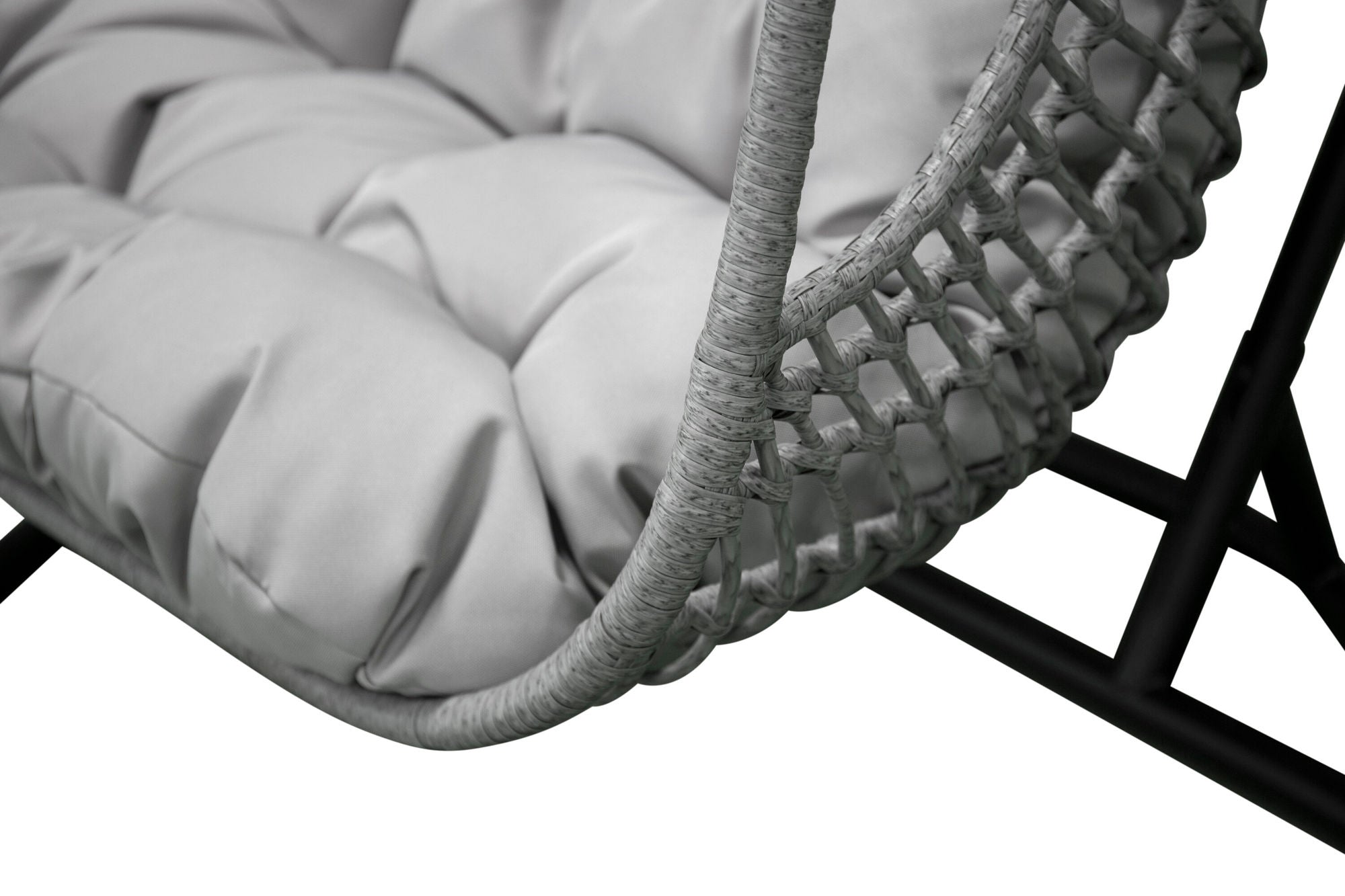 Venture Home Viga Double Hanging stol - Black Frame / Grey Wicker / Grey Cushion
