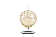 Venture Home Viga - Hanging stol rund - Black Frame / Natur Wicker / Offwhite Cushion