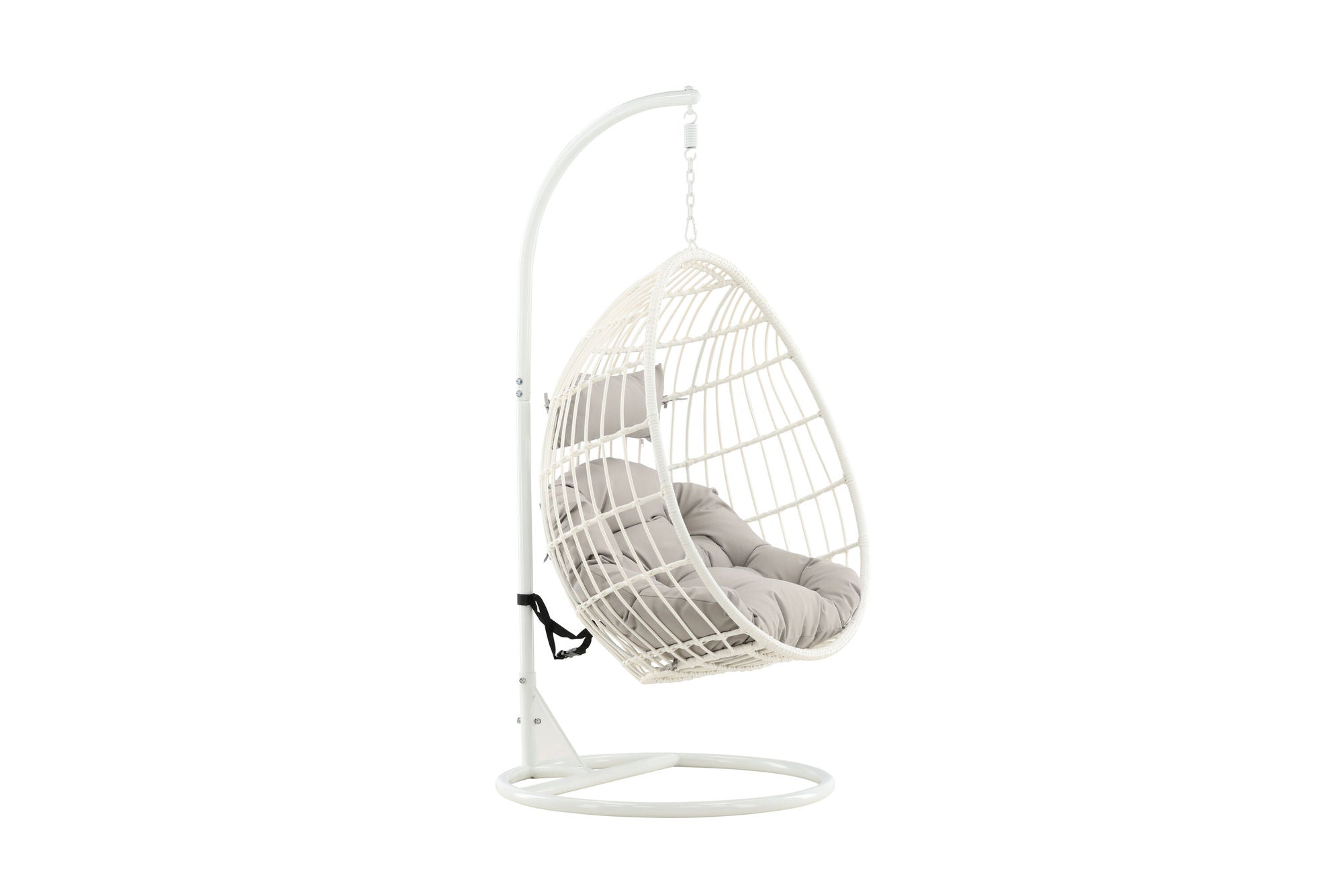 Venture Home Viga - Hanging stol - White Frame / White Wicker / Grey Cushion