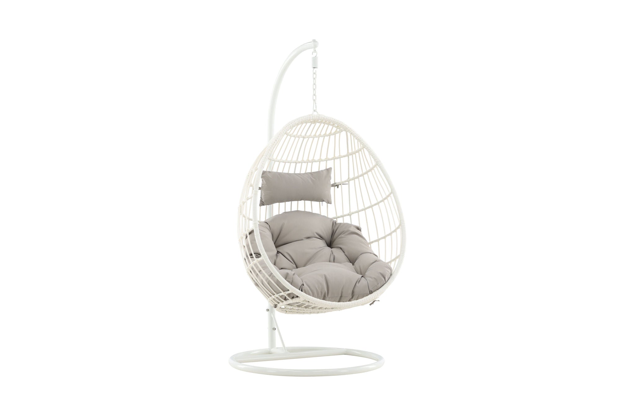 Venture Home Viga - Hanging stol - White Frame / White Wicker / Grey Cushion