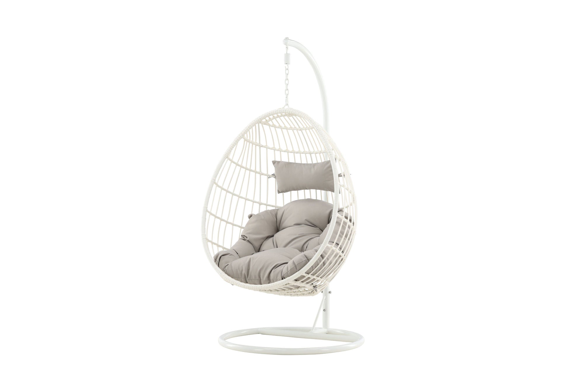Venture Home Viga - Hanging stol - White Frame / White Wicker / Grey Cushion