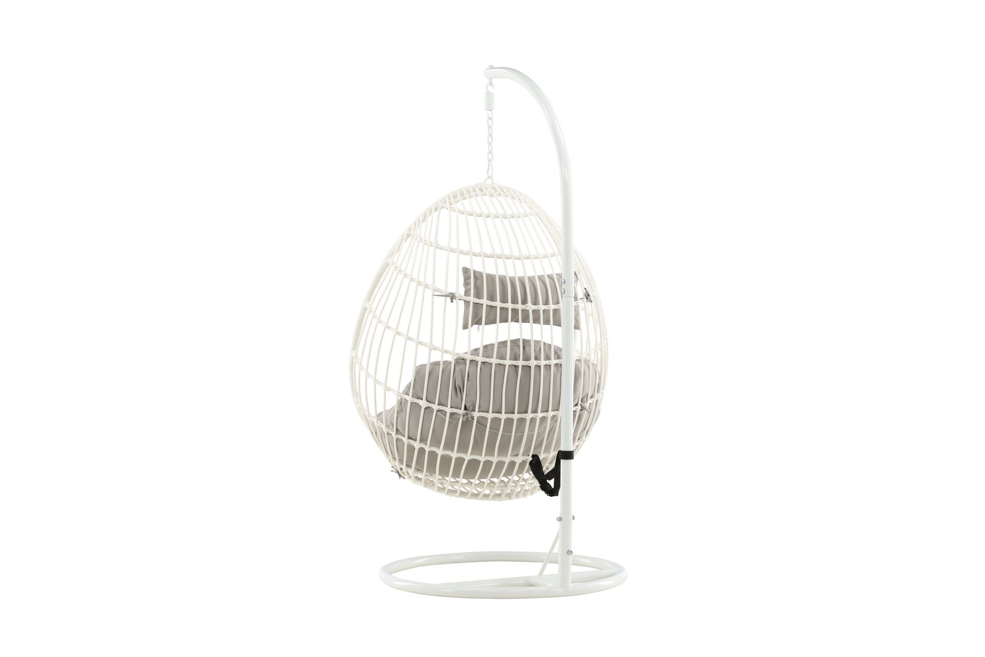 Venture Home Viga - Hanging stol - White Frame / White Wicker / Grey Cushion