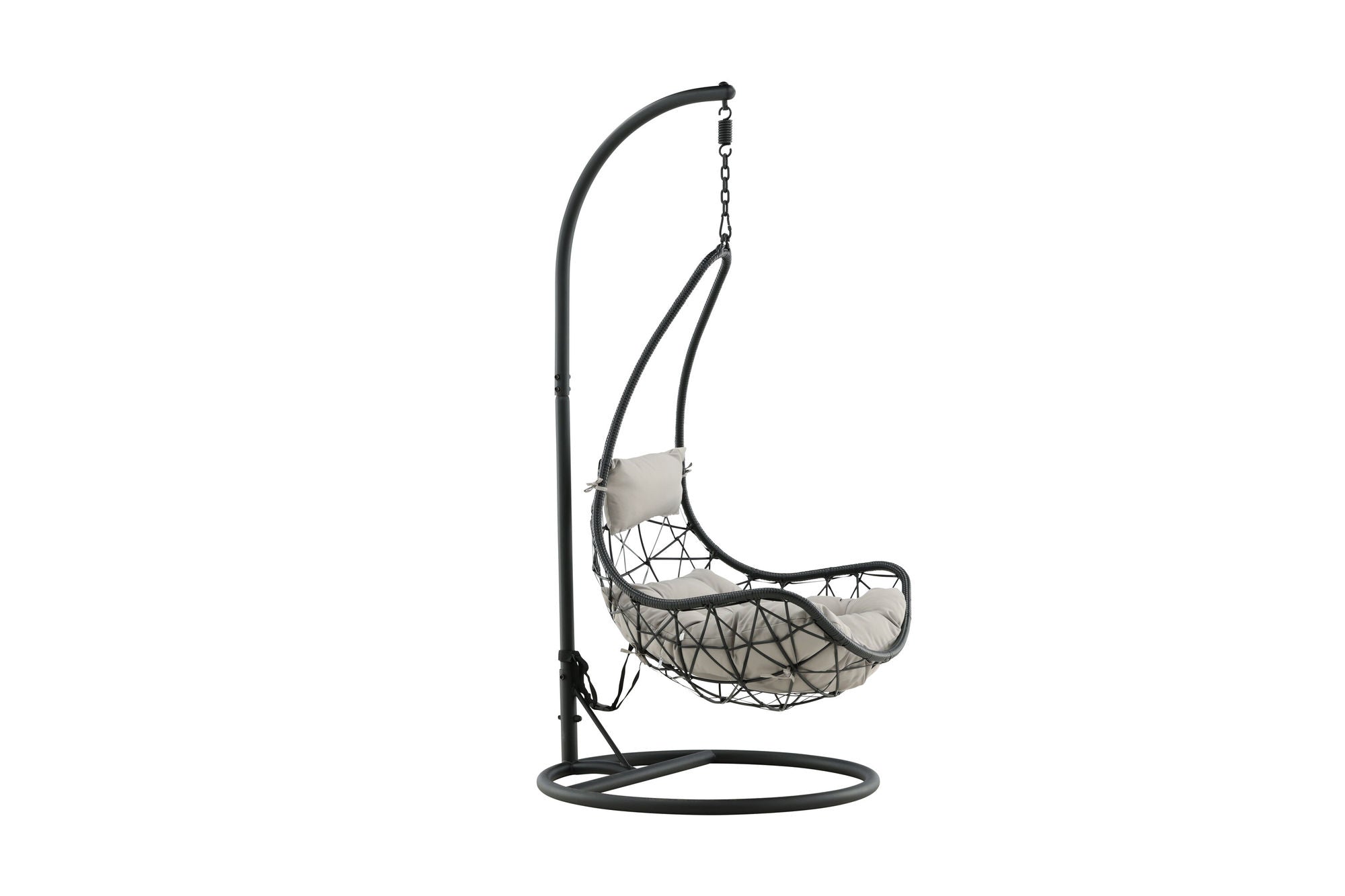 Venture Home Vide Hanging stol - Black Frame / Black Wicker / Grey Cushion