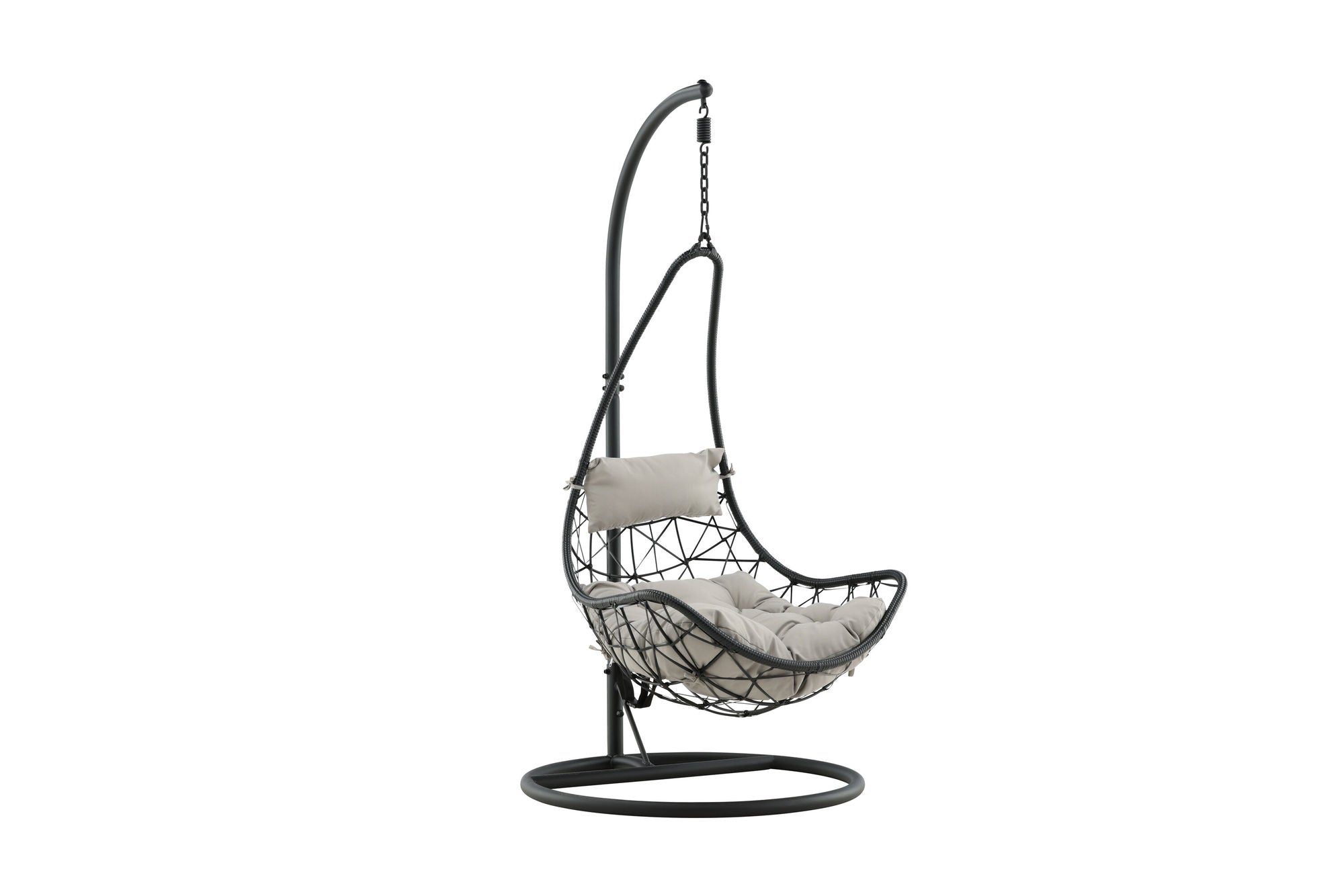 Venture Home Vide Hanging stol - Black Frame / Black Wicker / Grey Cushion