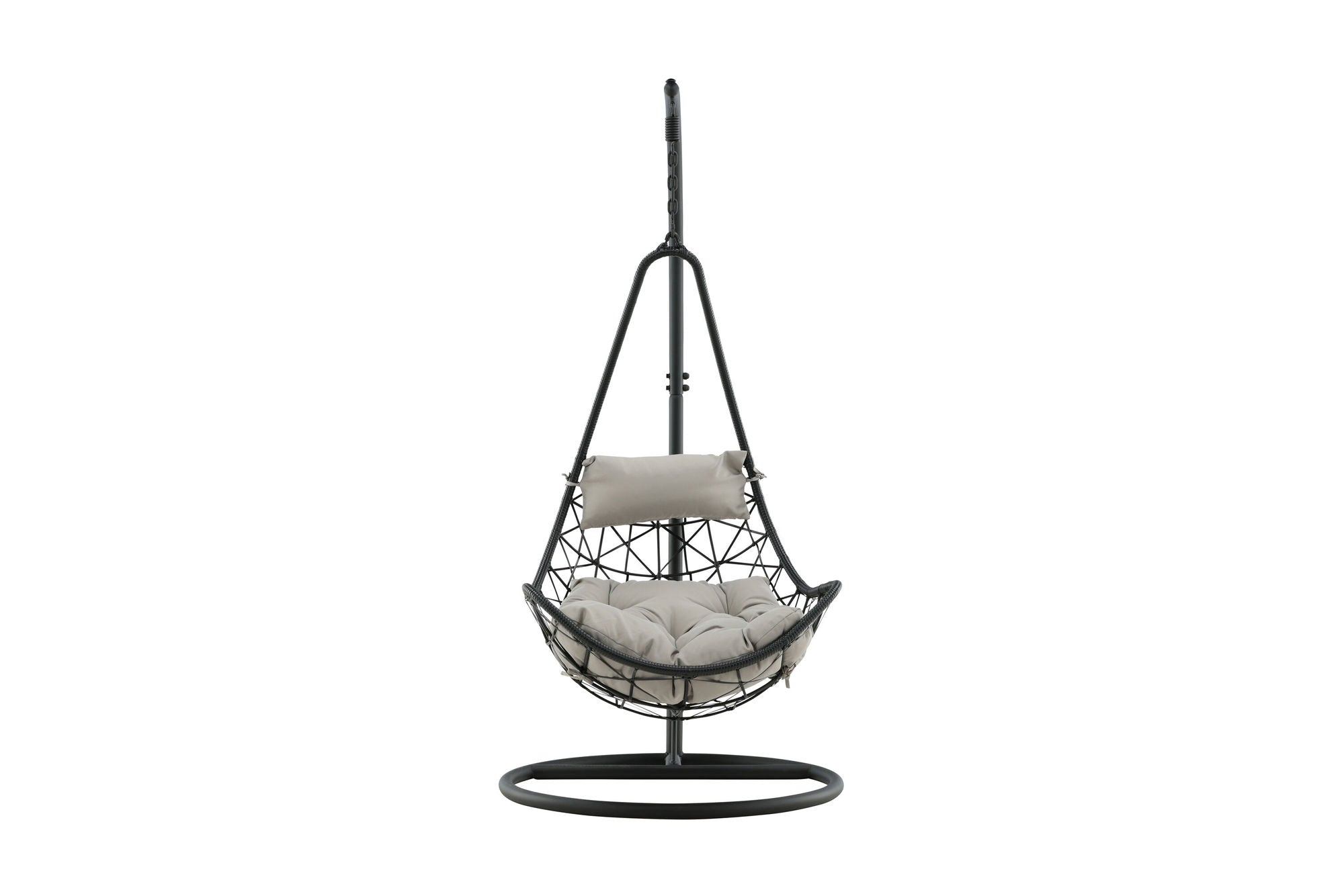 Venture Home Vide Hanging stol - Black Frame / Black Wicker / Grey Cushion