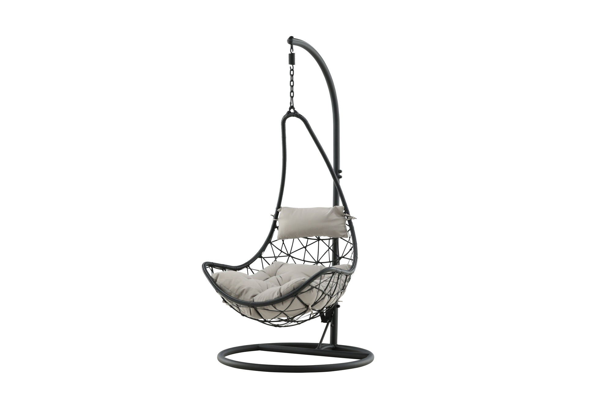 Venture Home Vide Hanging stol - Black Frame / Black Wicker / Grey Cushion