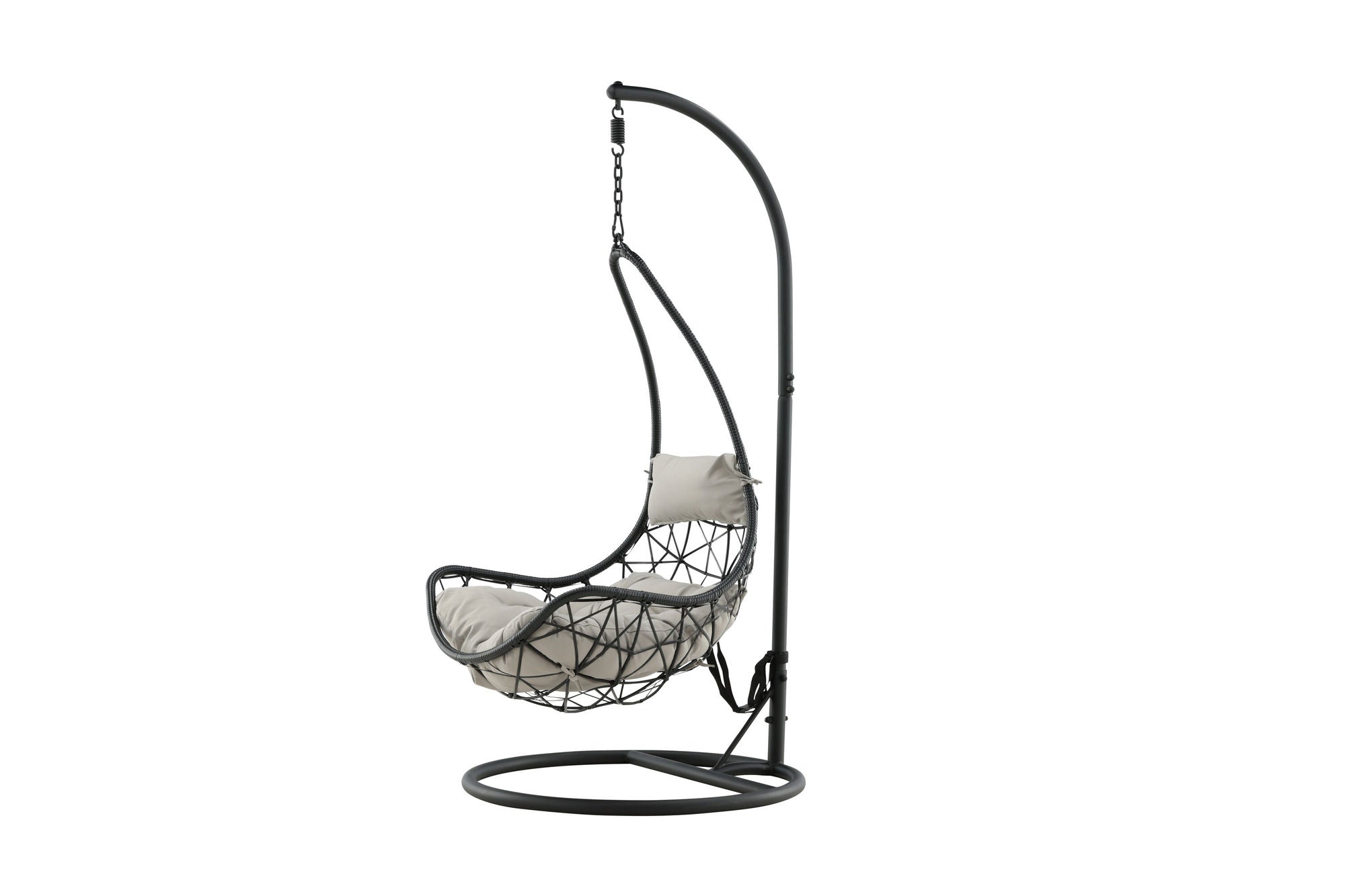 Venture Home Vide Hanging stol - Black Frame / Black Wicker / Grey Cushion