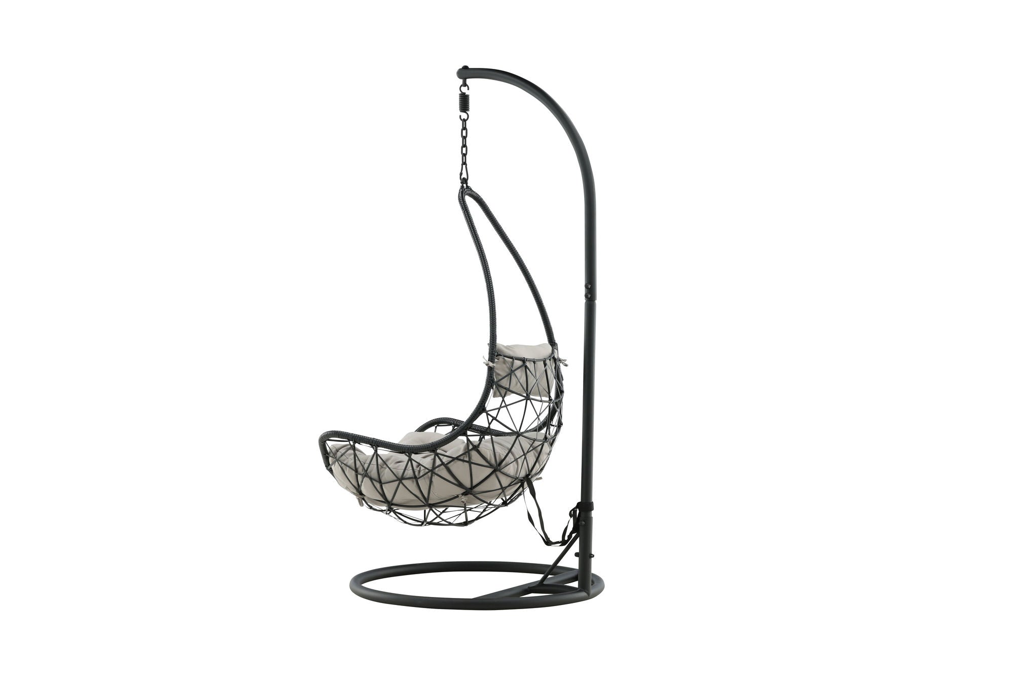 Venture Home Vide Hanging stol - Black Frame / Black Wicker / Grey Cushion