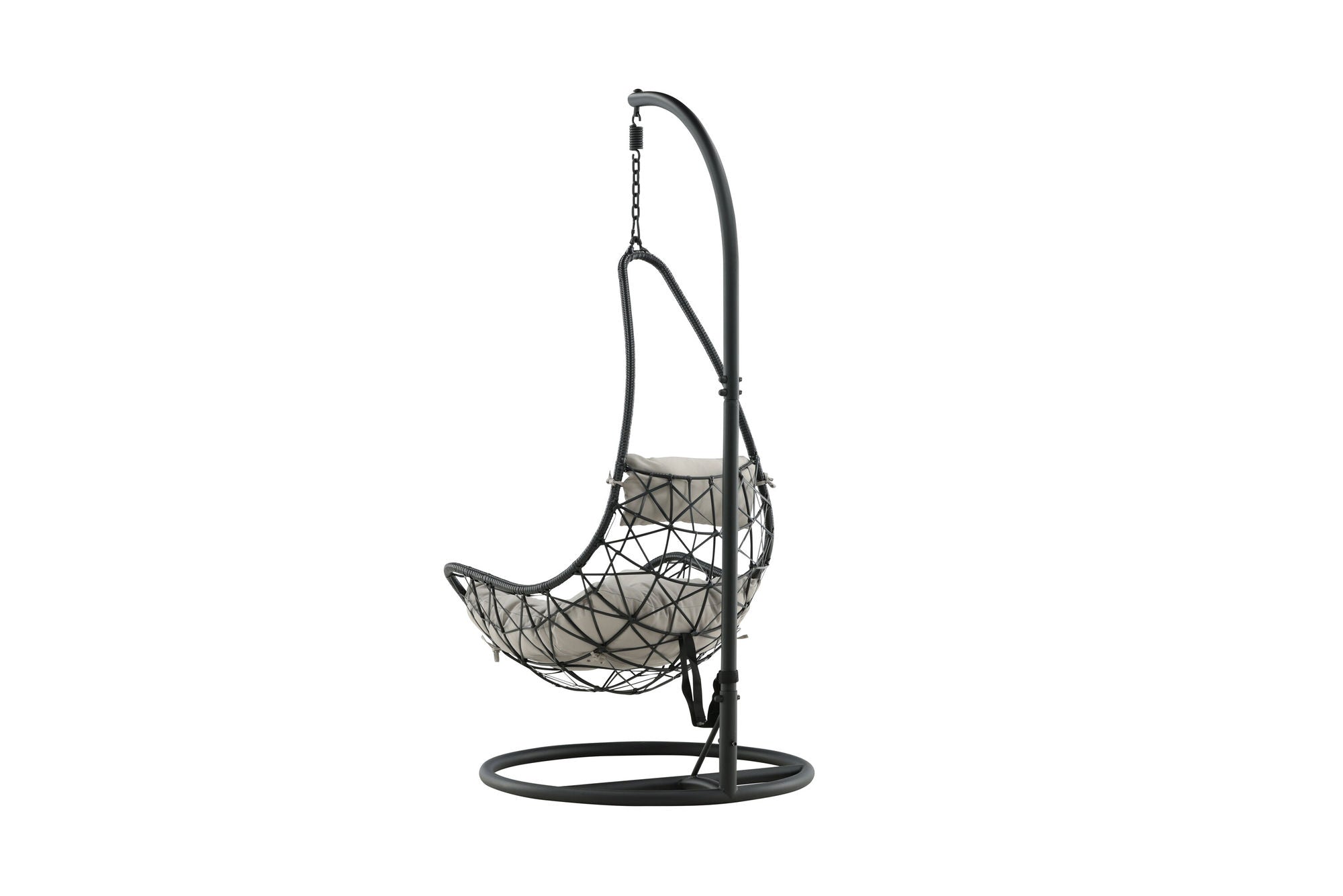 Venture Home Vide Hanging stol - Black Frame / Black Wicker / Grey Cushion