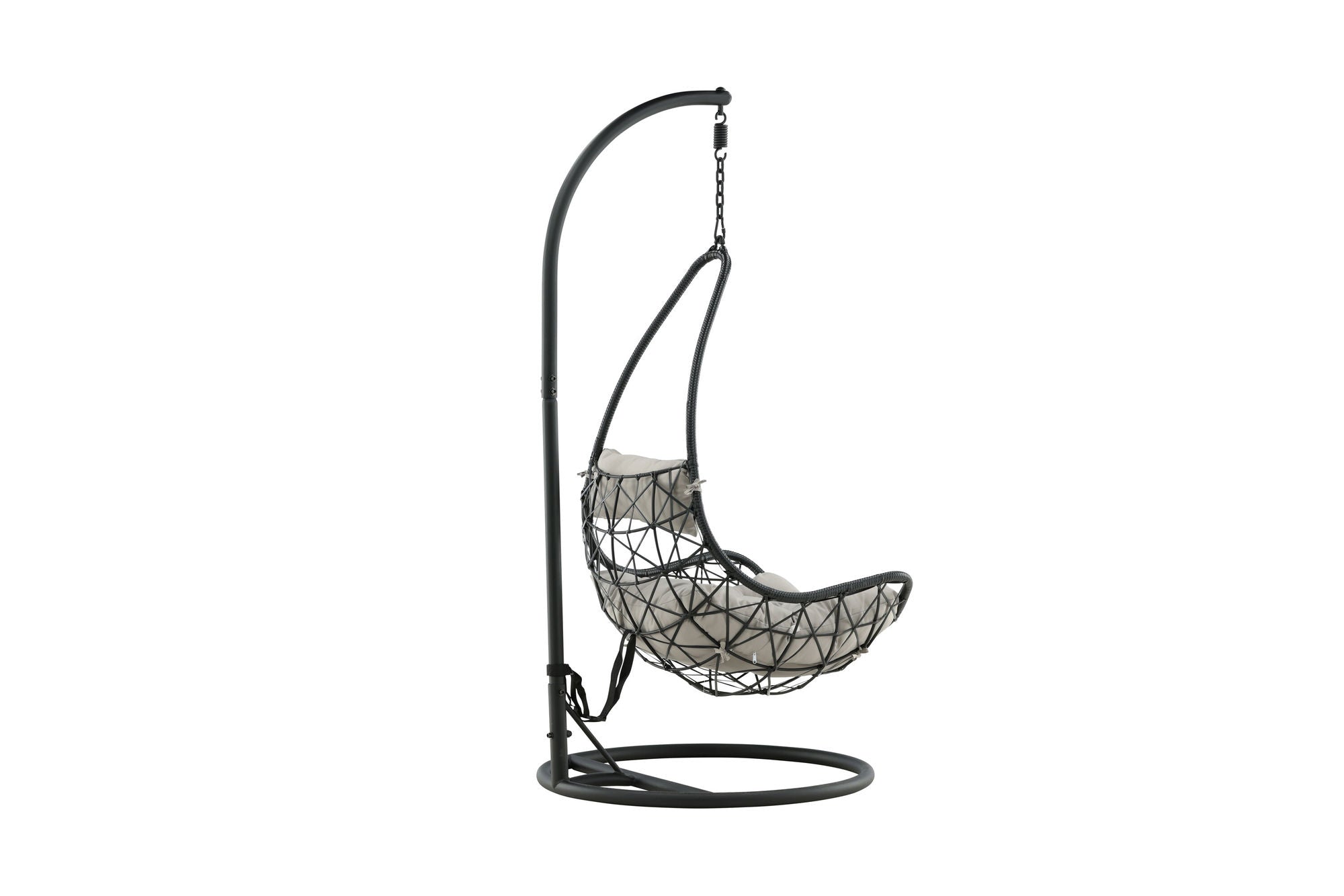 Venture Home Vide Hanging stol - Black Frame / Black Wicker / Grey Cushion