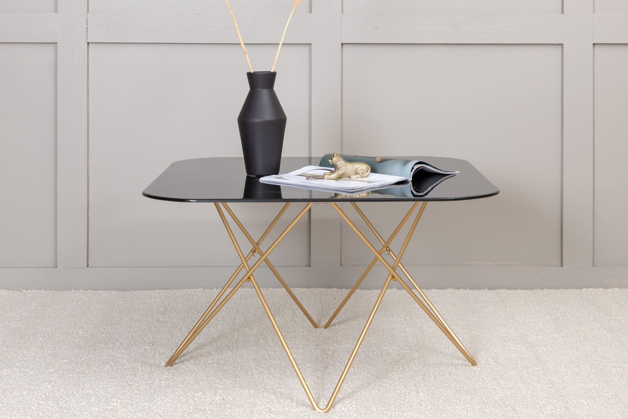 Venture Home Tristar Sofa bord - Brushed Brass / Black glass Marble