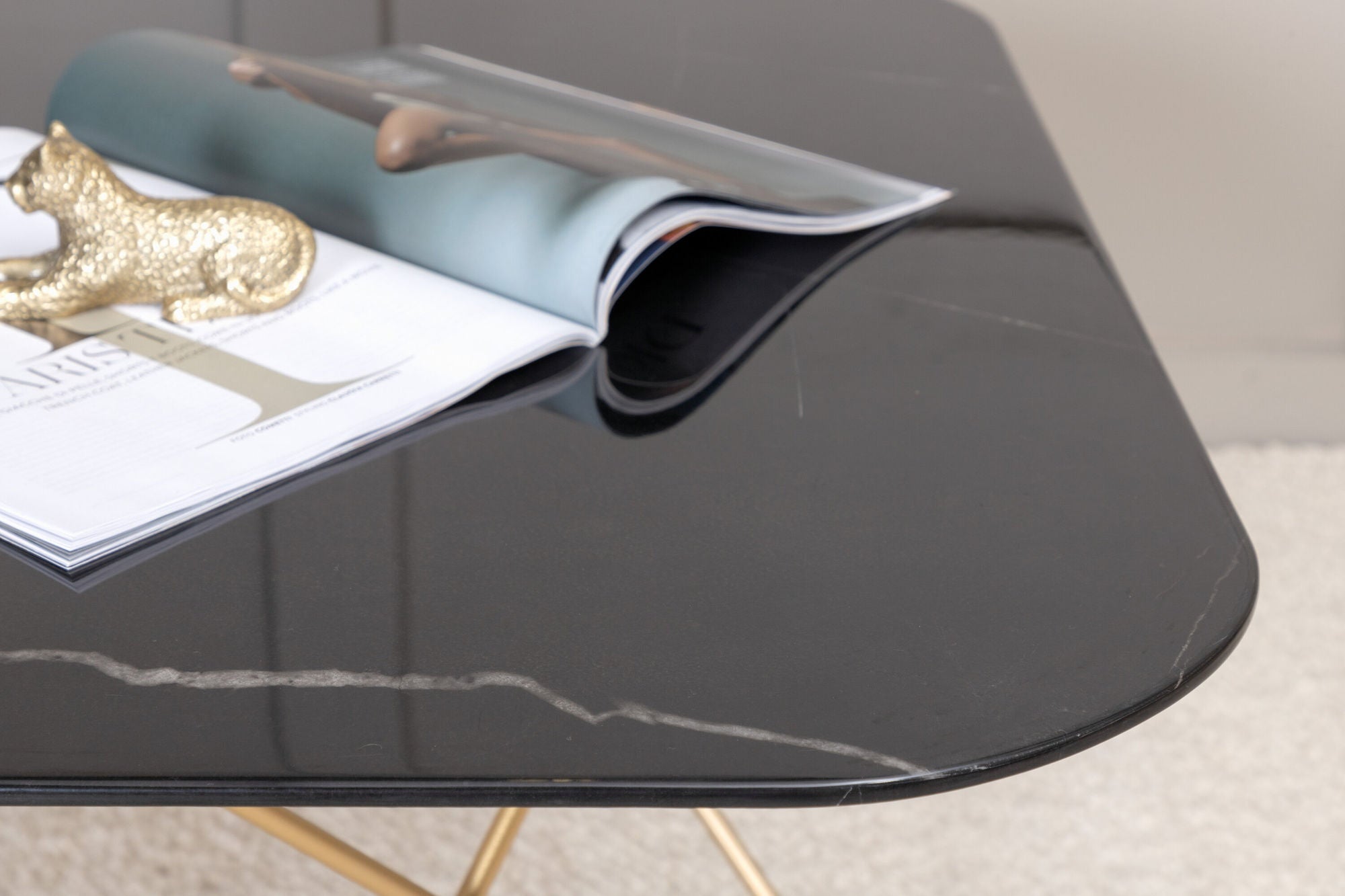 Venture Home Tristar Sofa bord - Brushed Brass / Black glass Marble