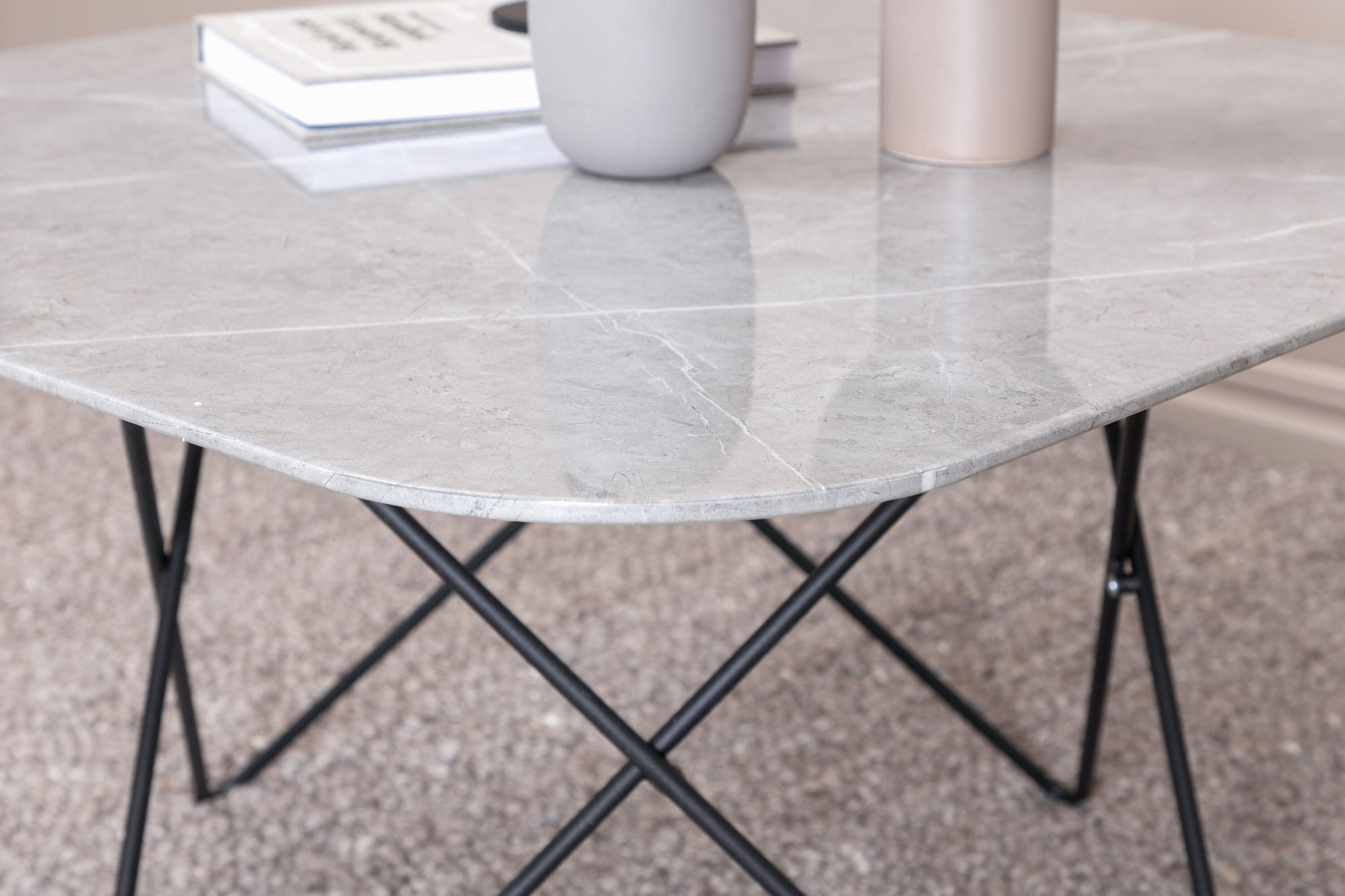 Venture Home Tristar Sofa bord - Black / Grey Glass Marble