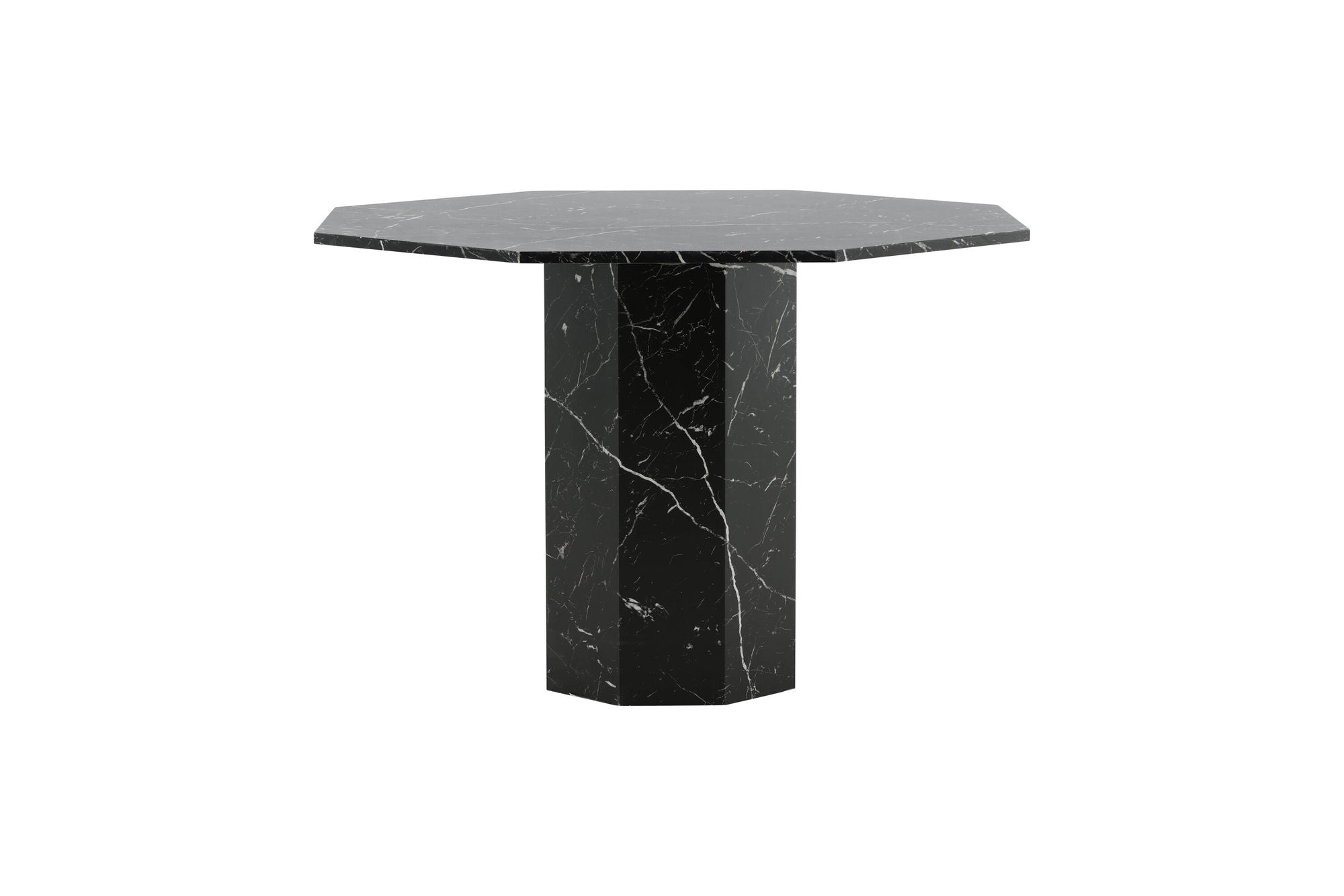 Venture Home Marbs rund spisebord - Black / Black Glass Marble