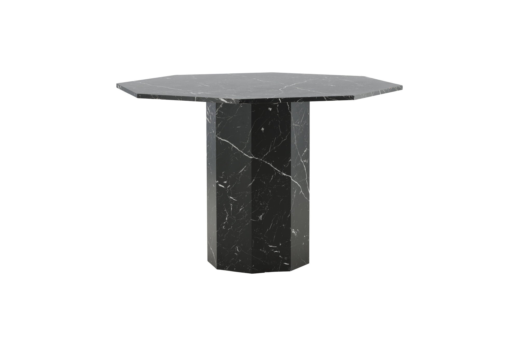 Venture Home Marbs rund spisebord - Black / Black Glass Marble