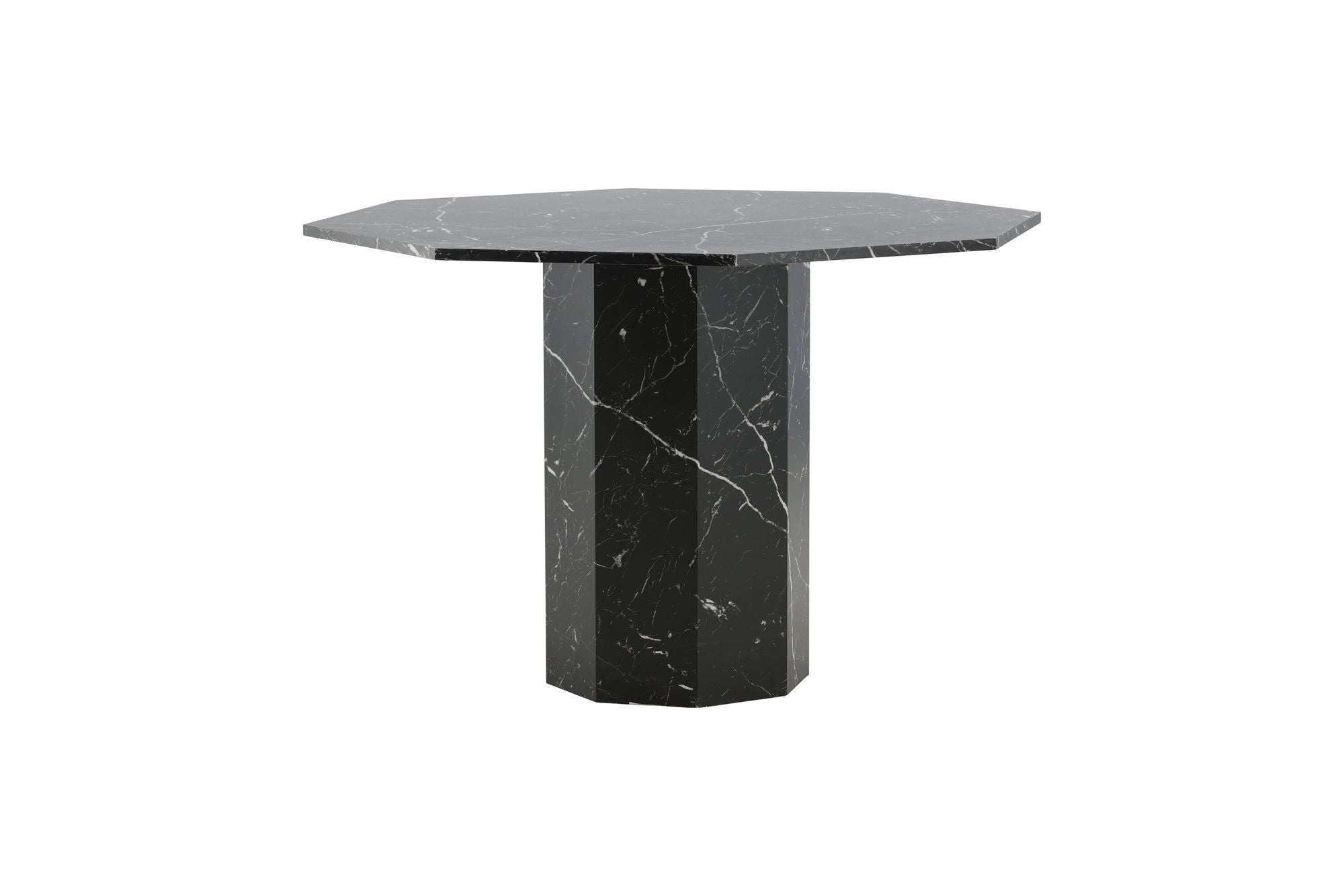 Venture Home Marbs rund spisebord - Black / Black Glass Marble