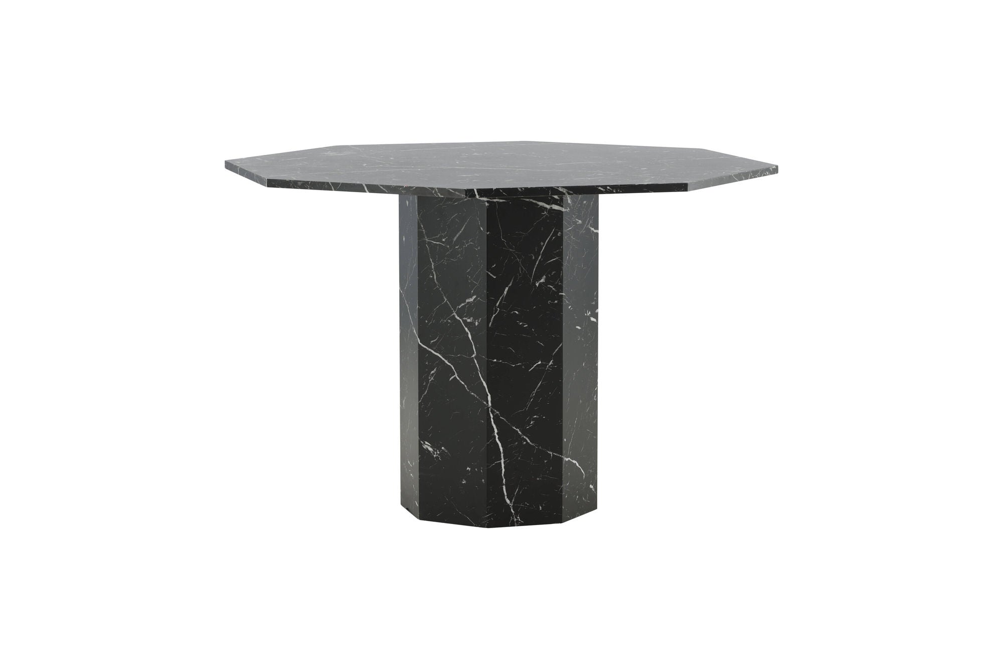 Venture Home Marbs rund spisebord - Black / Black Glass Marble
