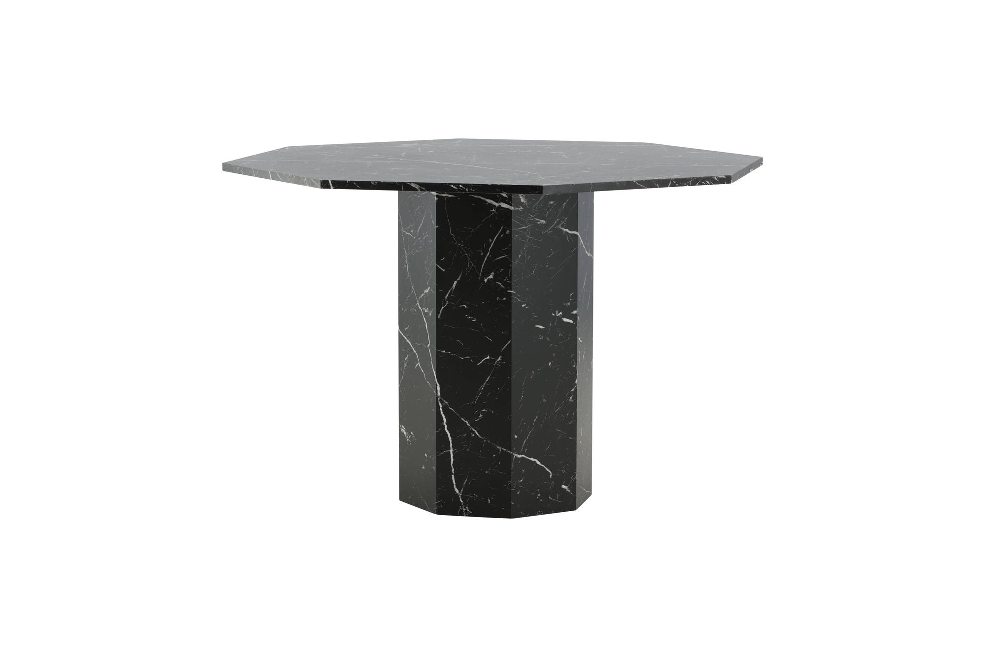Venture Home Marbs rund spisebord - Black / Black Glass Marble