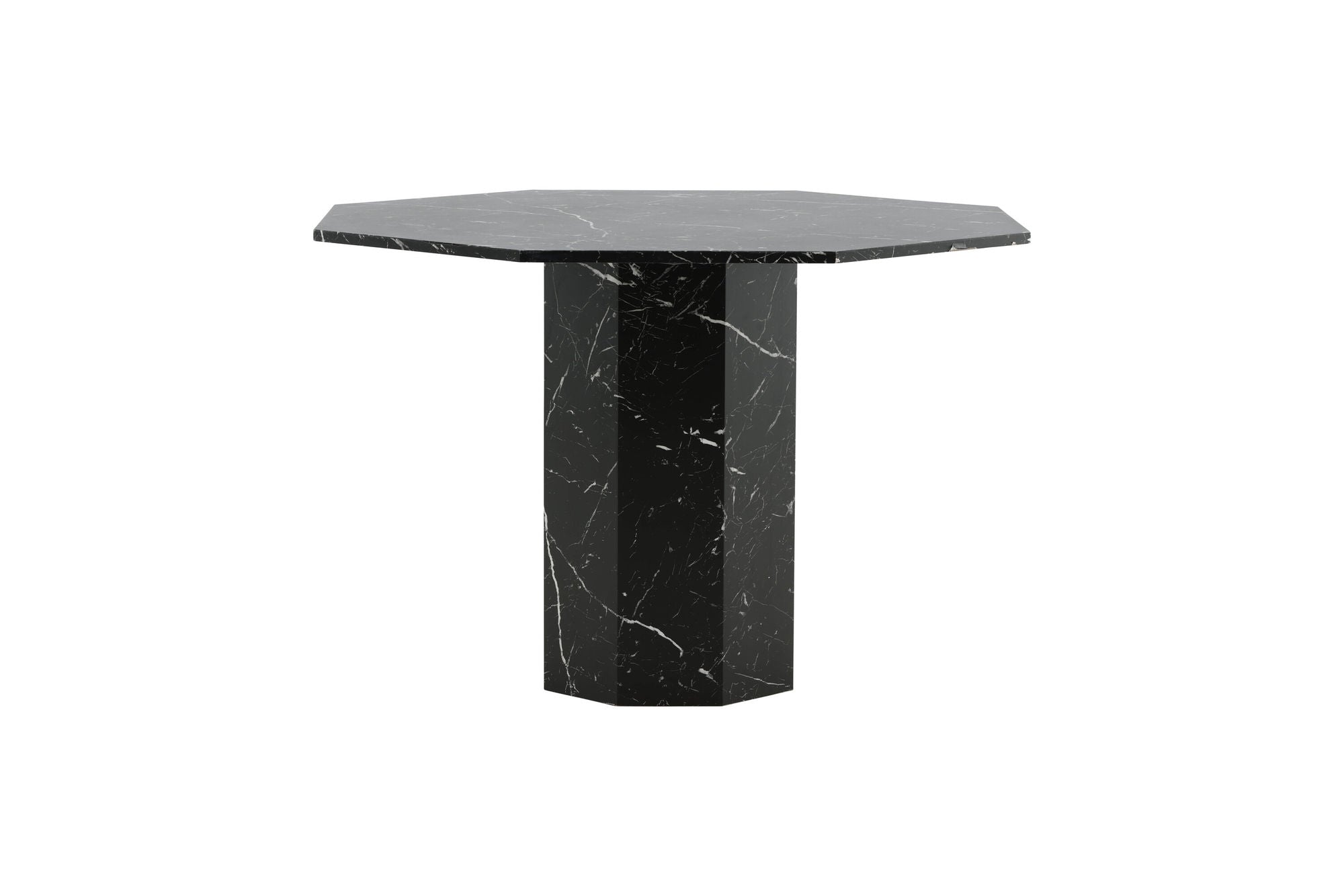 Venture Home Marbs rund spisebord - Black / Black Glass Marble