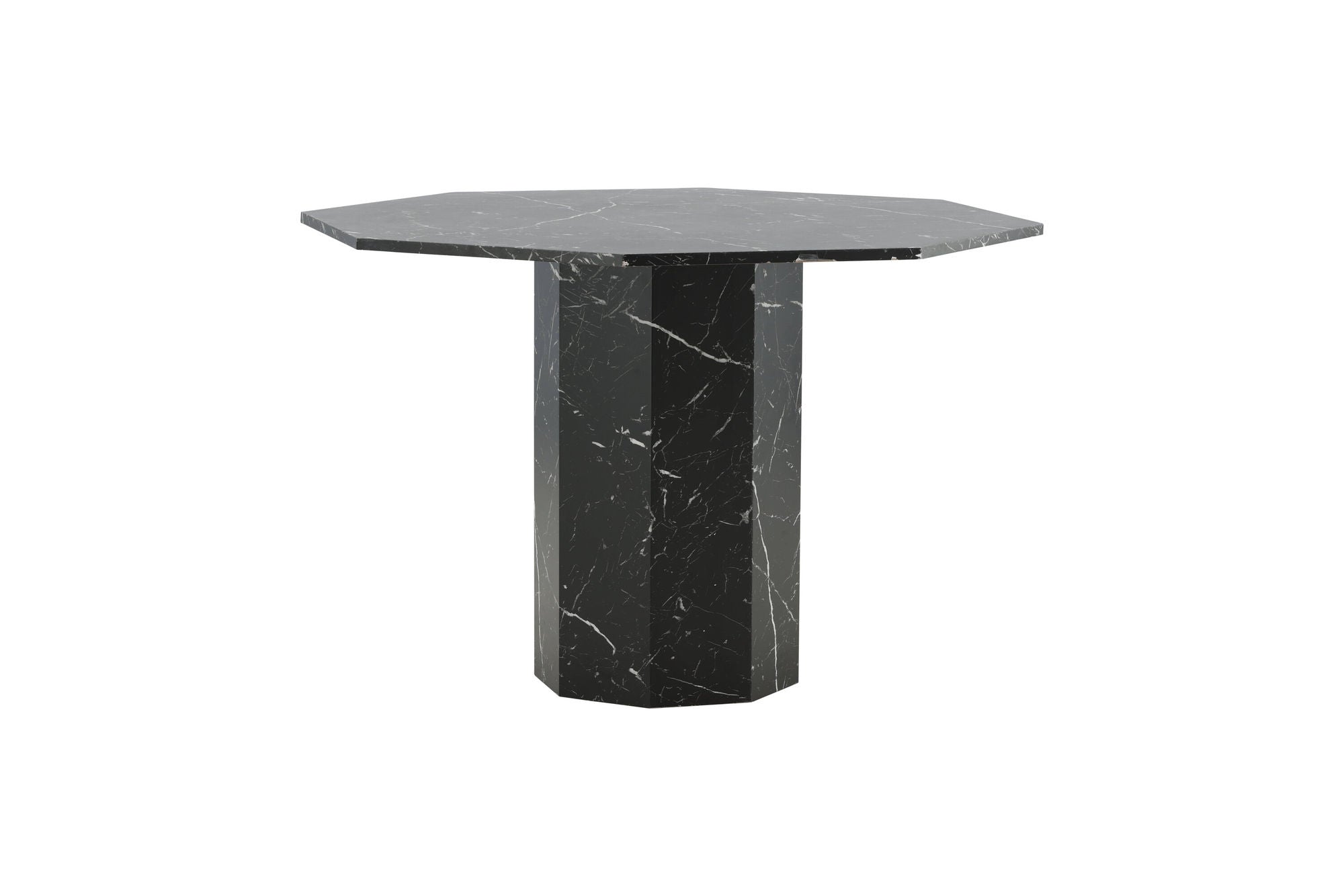 Venture Home Marbs rund spisebord - Black / Black Glass Marble