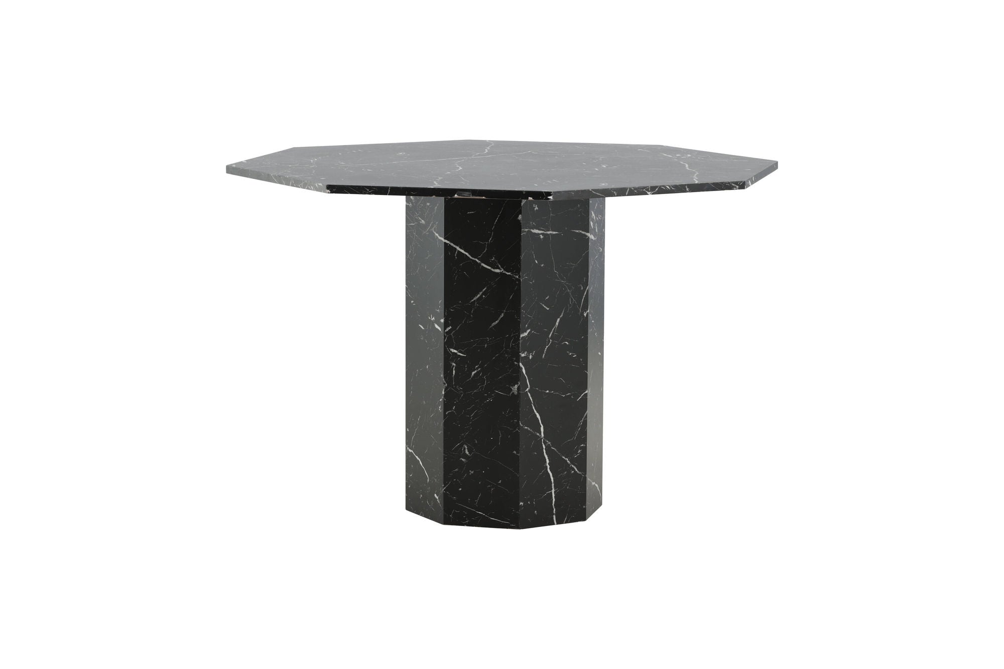 Venture Home Marbs rund spisebord - Black / Black Glass Marble