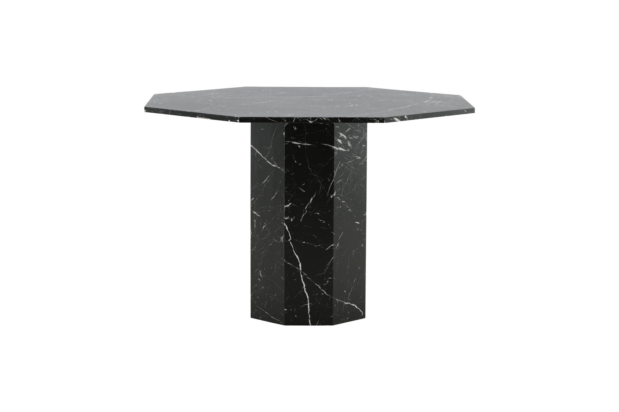 Venture Home Marbs rund spisebord - Black / Black Glass Marble