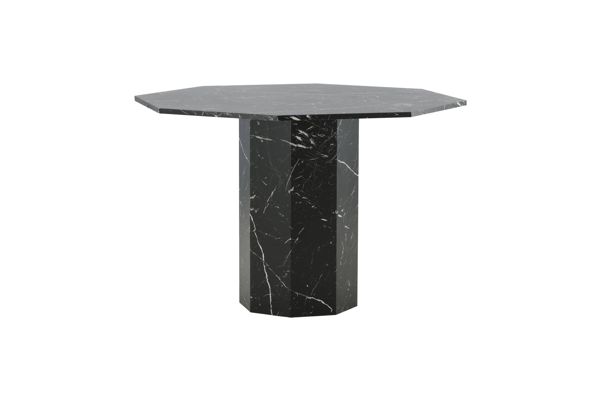 Venture Home Marbs rund spisebord - Black / Black Glass Marble