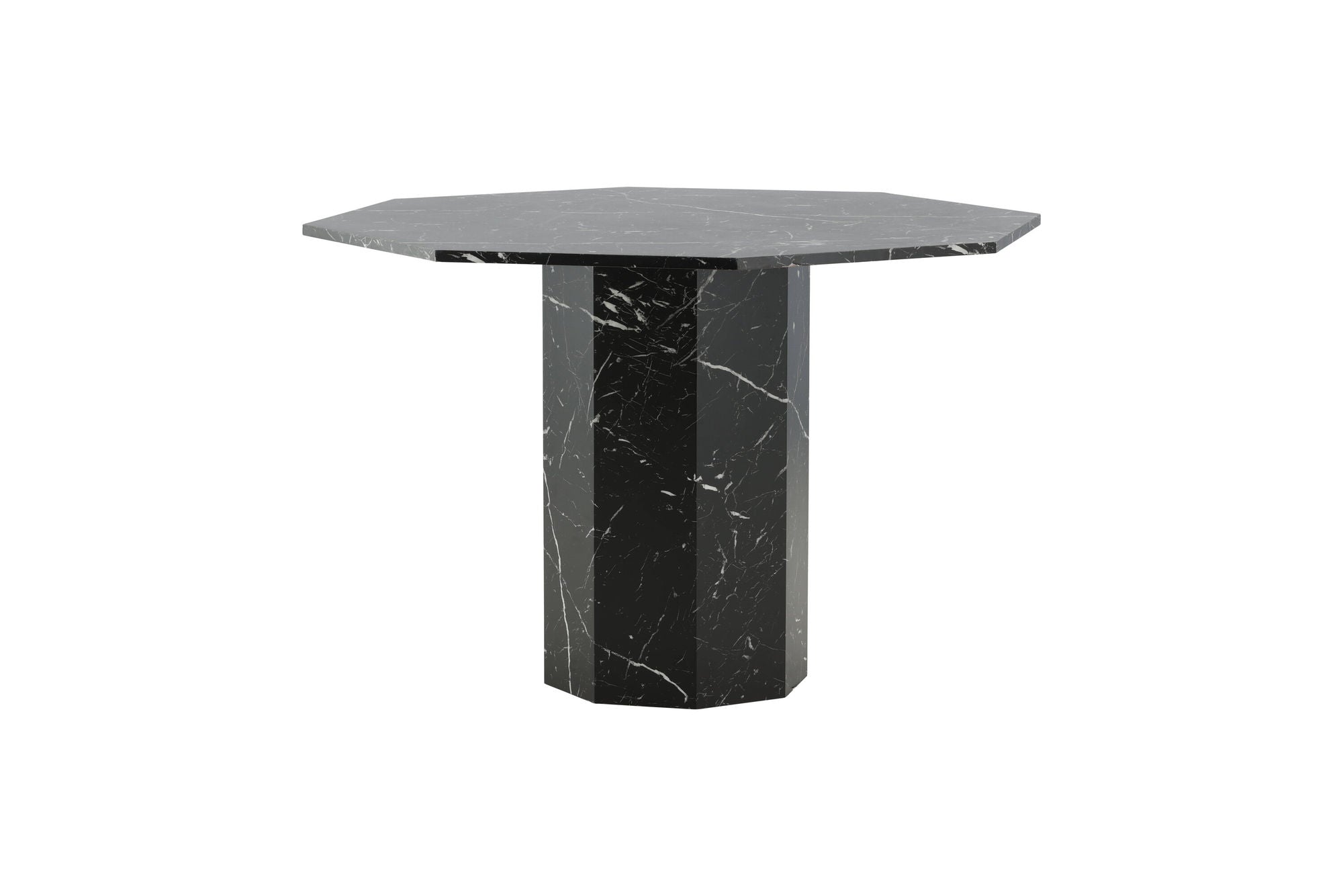 Venture Home Marbs rund spisebord - Black / Black Glass Marble
