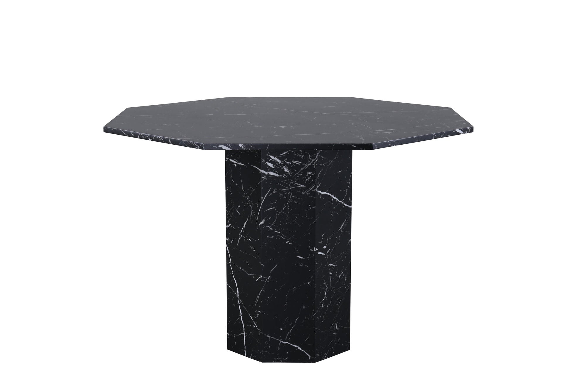 Venture Home Marbs rund spisebord - Black / Black Glass Marble