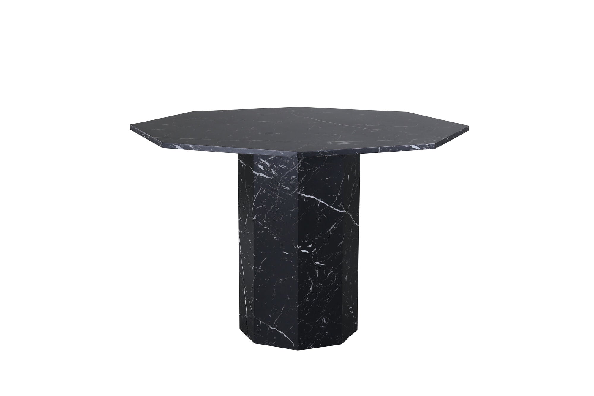 Venture Home Marbs rund spisebord - Black / Black Glass Marble