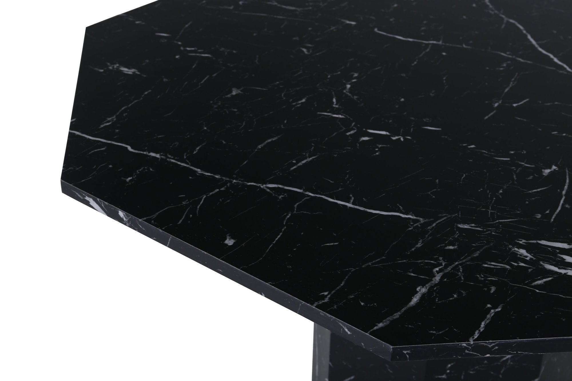 Venture Home Marbs rund spisebord - Black / Black Glass Marble