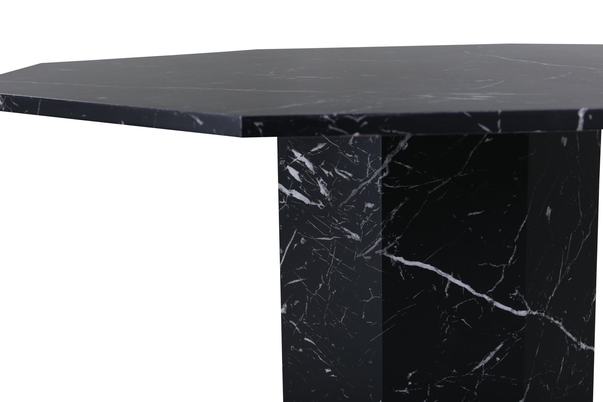 Venture Home Marbs rund spisebord - Black / Black Glass Marble