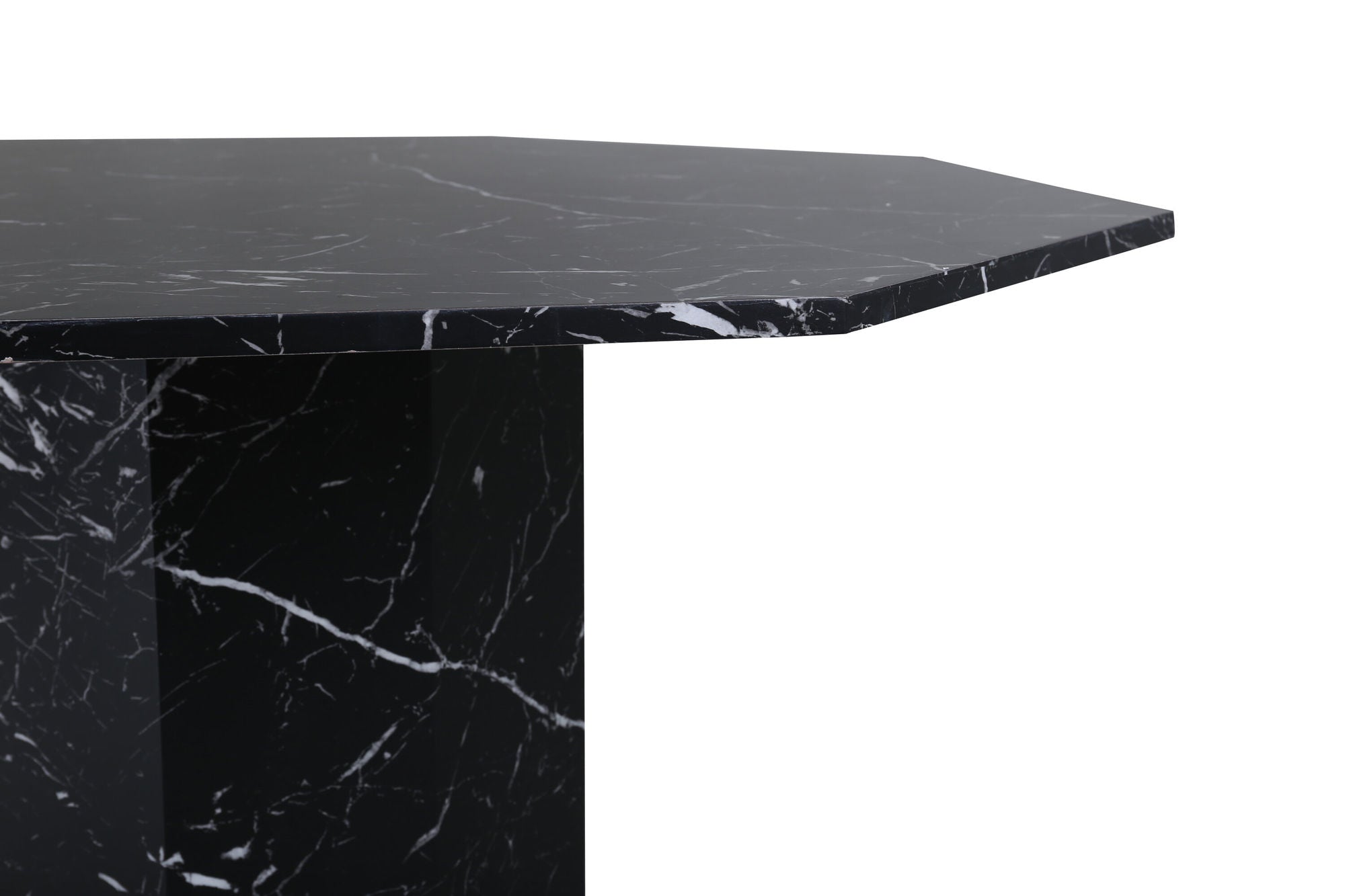 Venture Home Marbs rund spisebord - Black / Black Glass Marble