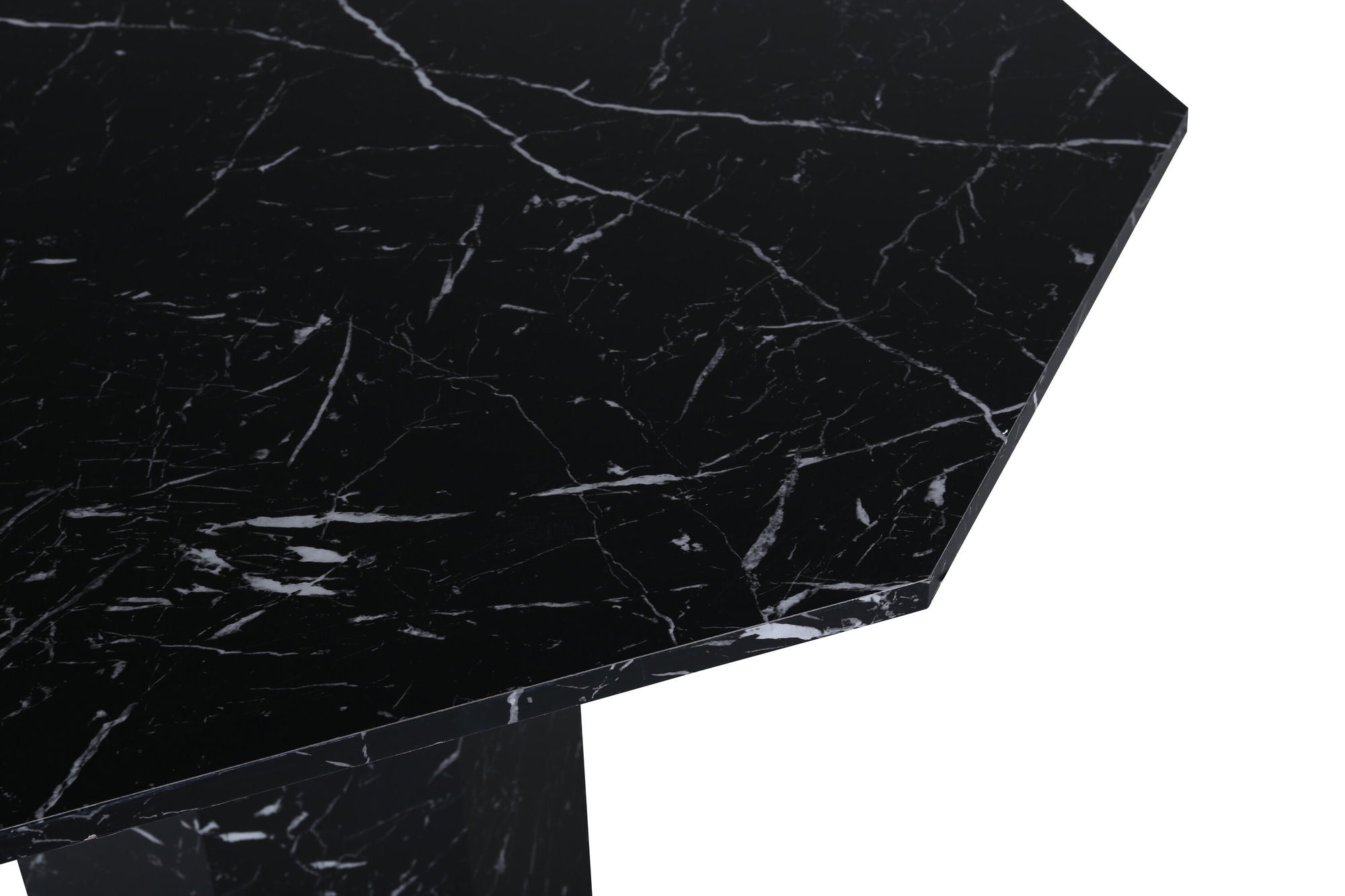 Venture Home Marbs rund spisebord - Black / Black Glass Marble