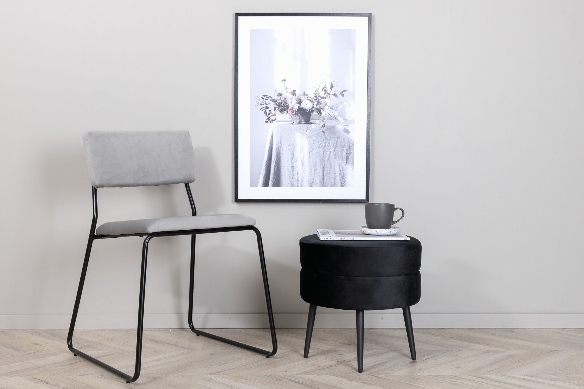 Venture Home Kenth stol 2-pack - Black / Light Grey Velvet