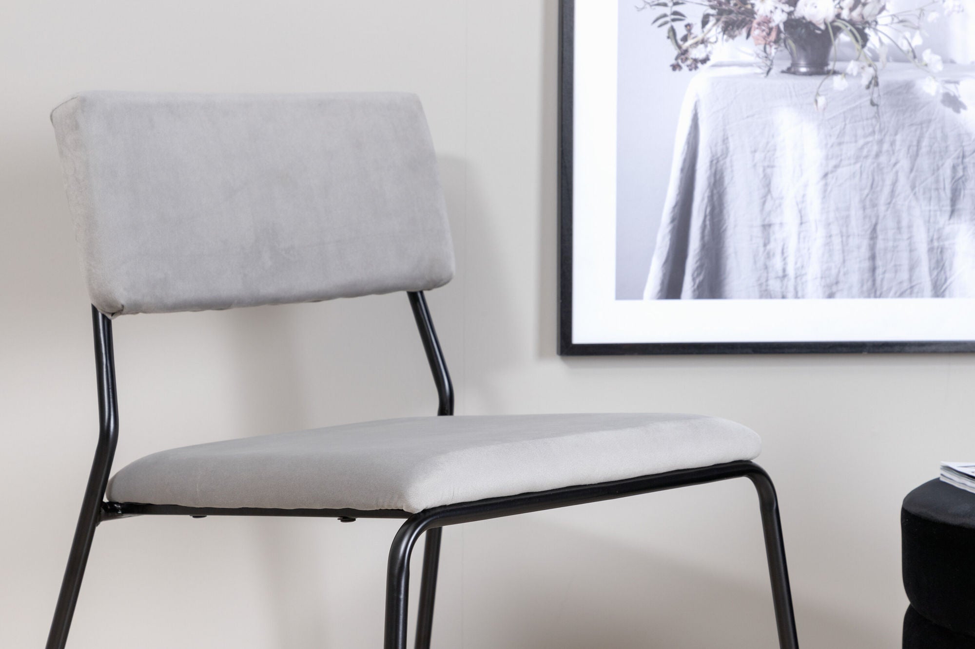 Venture Home Kenth stol 2-pack - Black / Light Grey Velvet