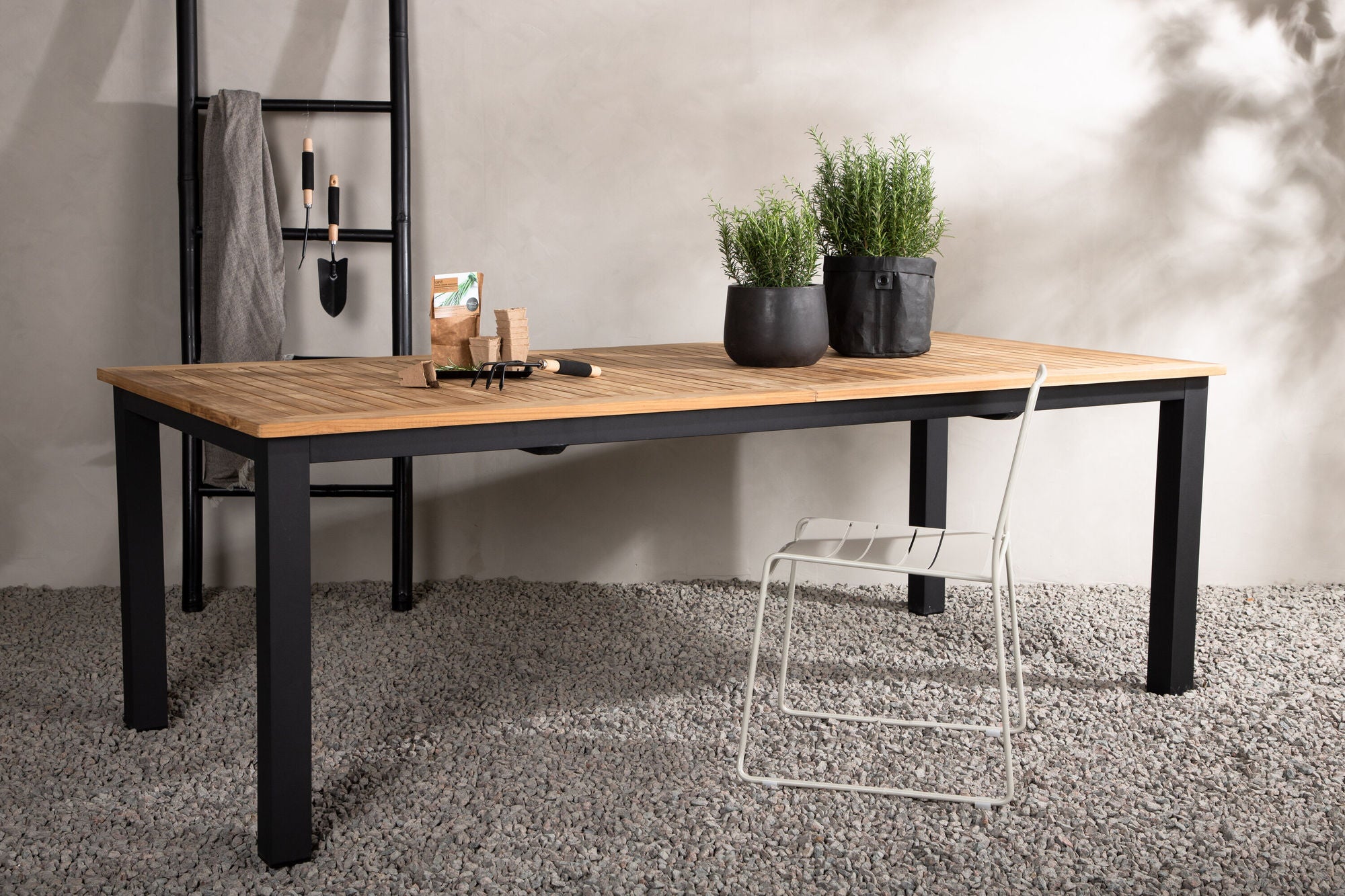 Venture Home Panama - bord - 224/324*100 - svart Alu/Teak