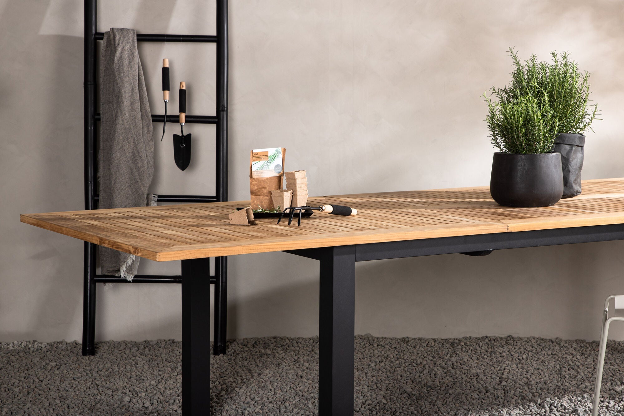 Venture Home Panama - bord - 224/324*100 - svart Alu/Teak