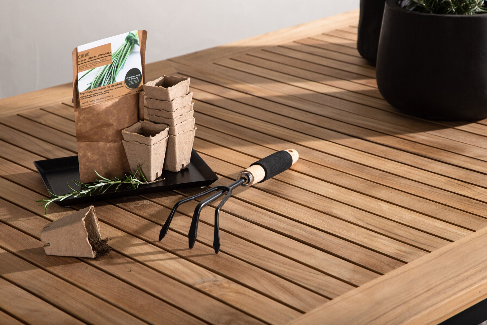 Venture Home Panama - bord - 224/324*100 - svart Alu/Teak