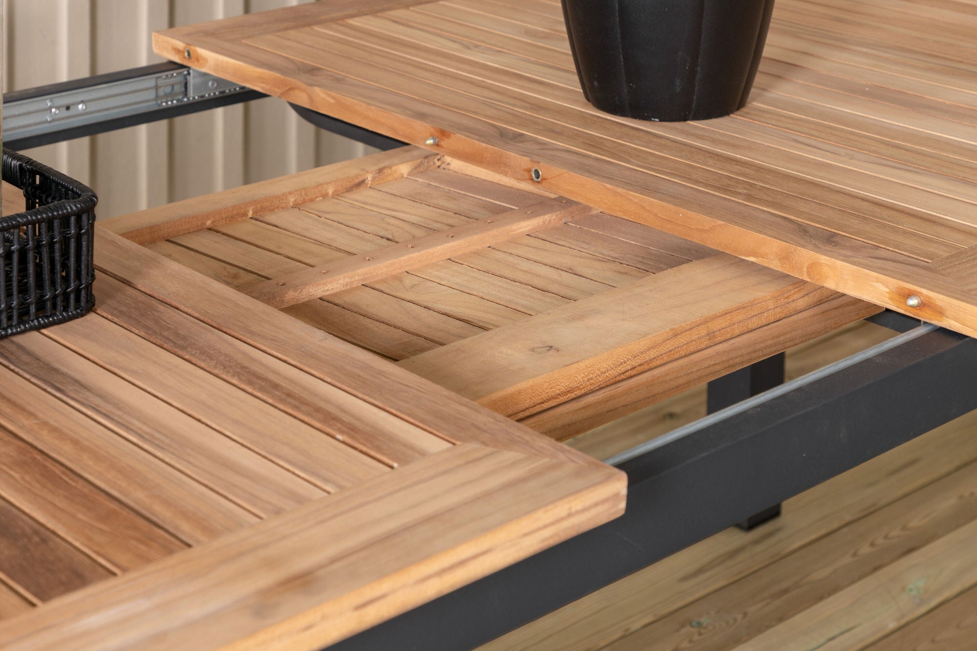 Venture Home Panama - bord - 224/324*100 - svart Alu/Teak