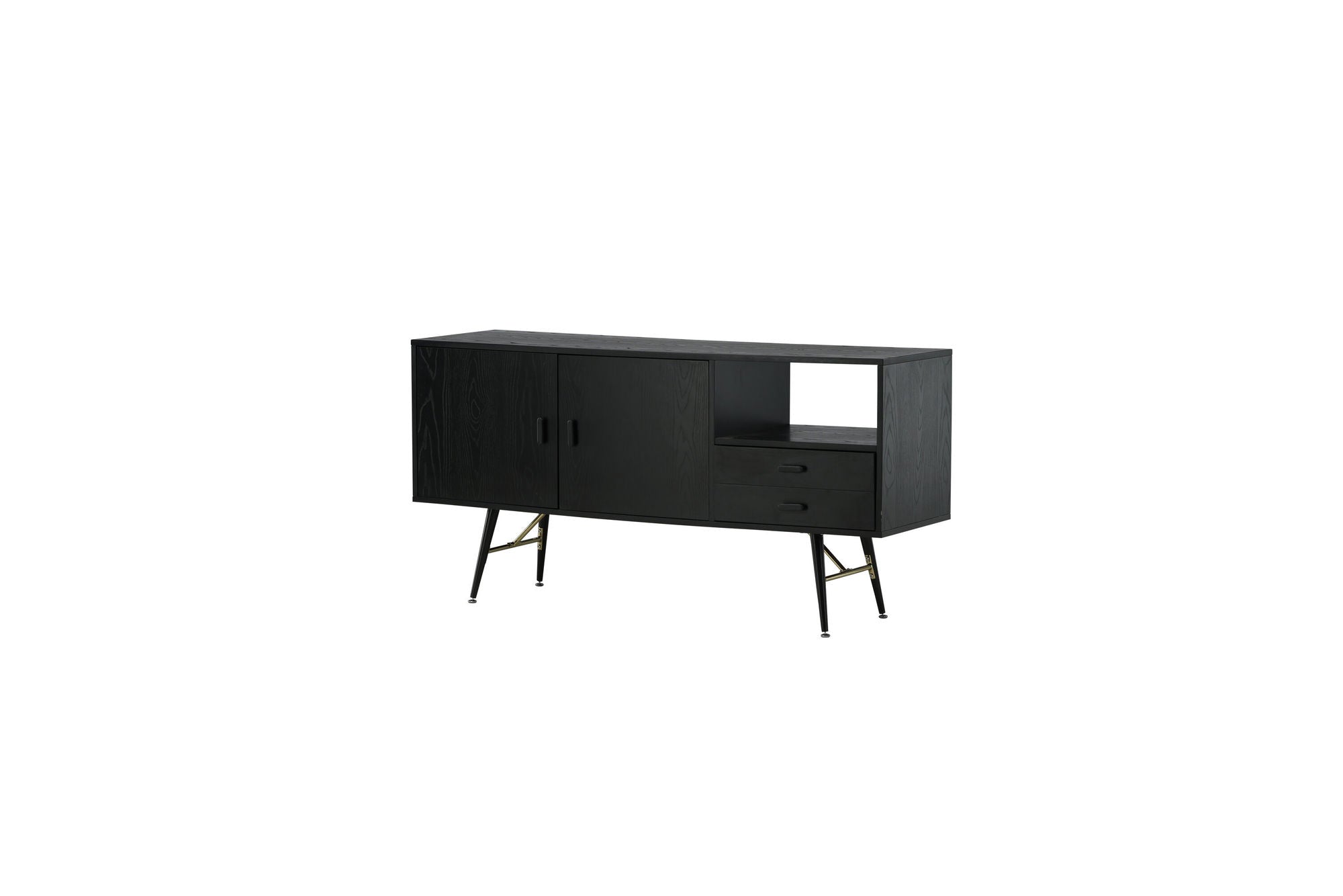 Venture Home Gold skab unit - Black Veneer - Black Legs - Brass details