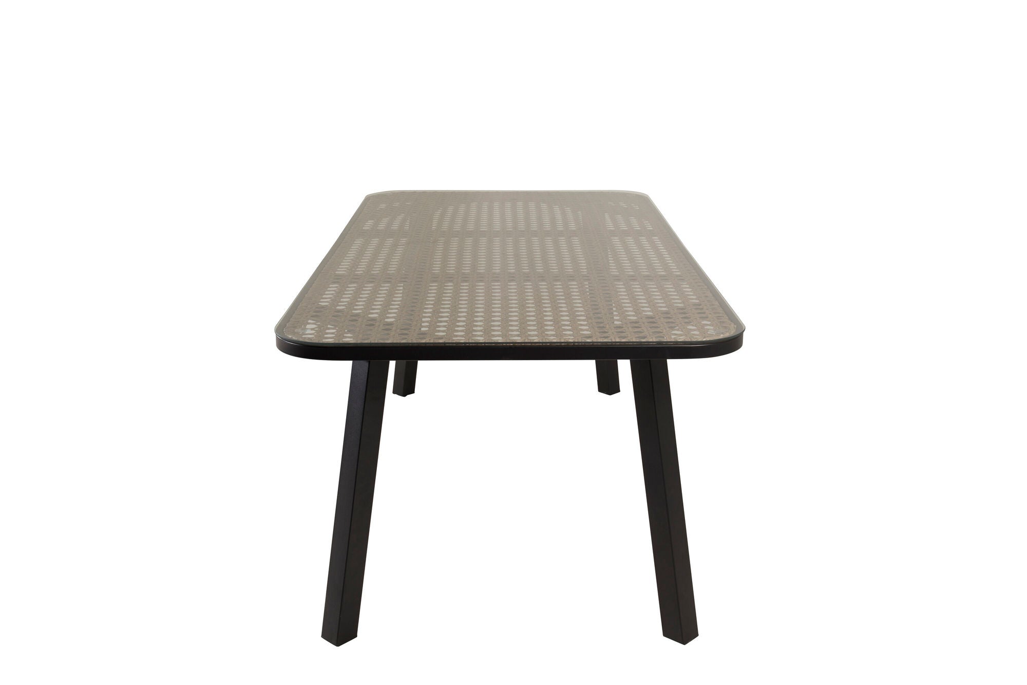 Venture Home Paola spisebord - Black Steel / Nature Wicker - 200*100