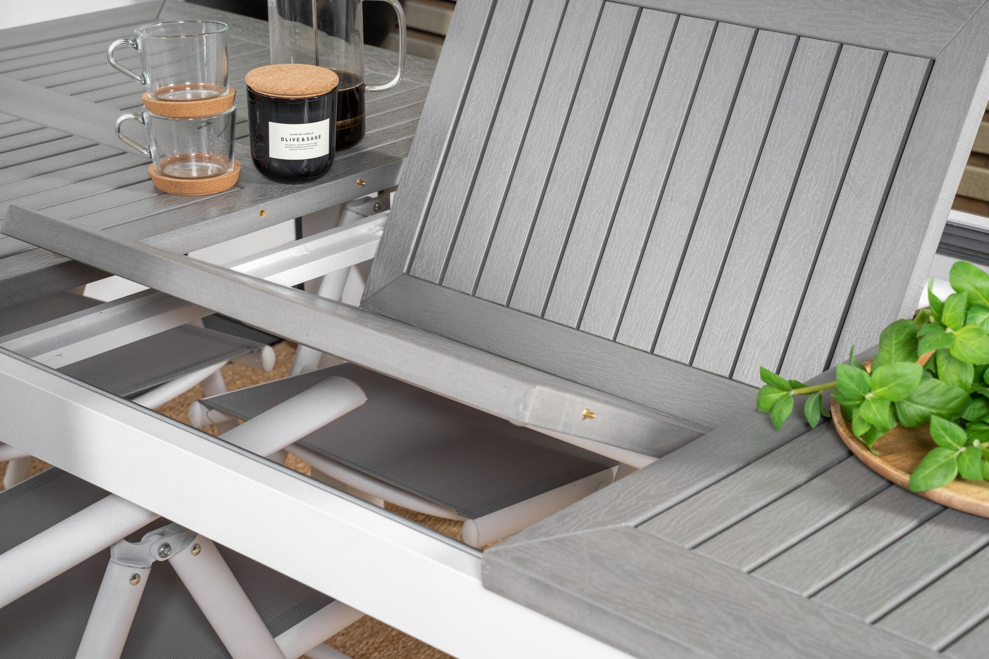 Venture Home Albany bord - 152/210 - White/Grey
