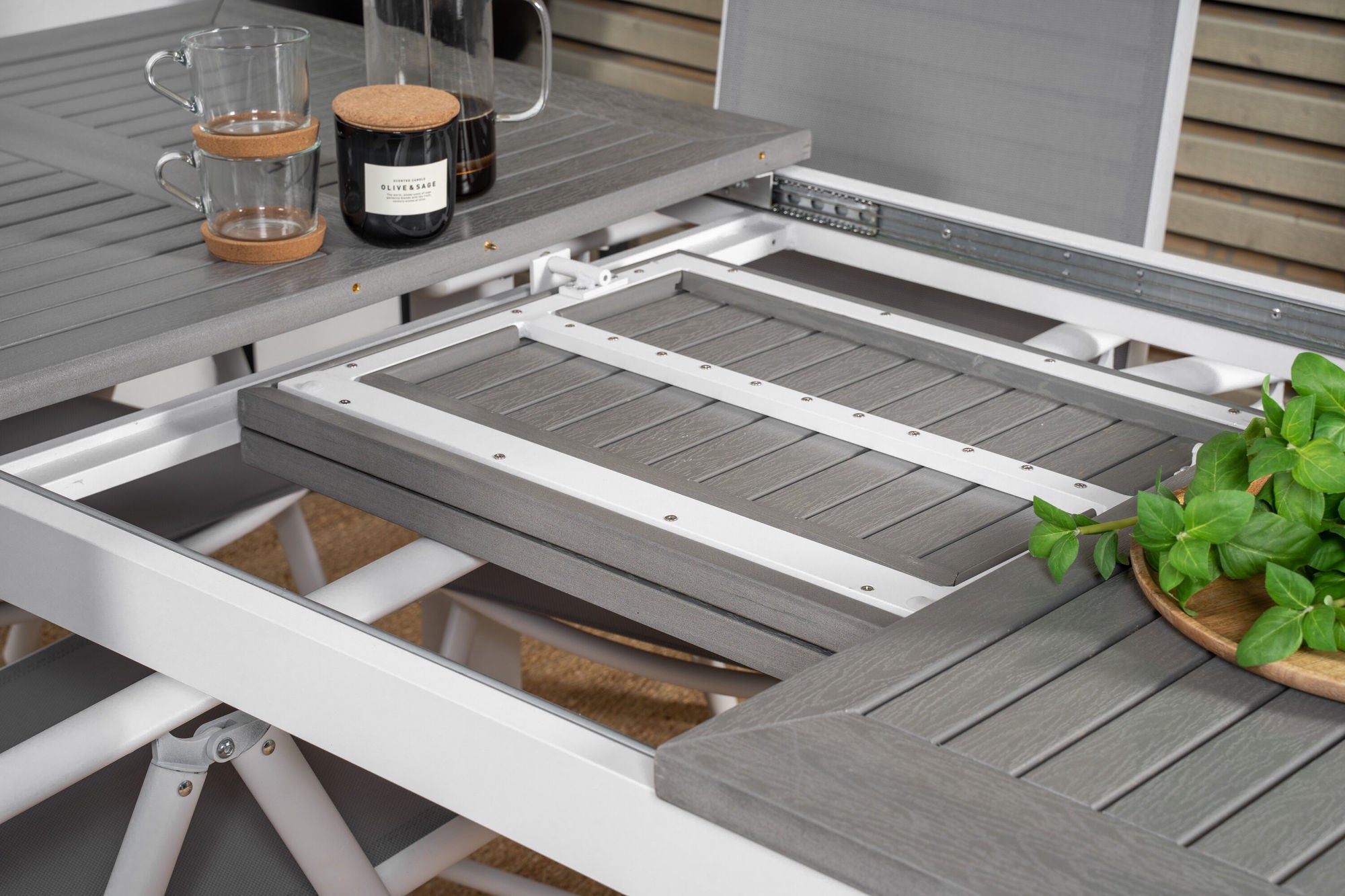 Venture Home Albany bord - 152/210 - White/Grey