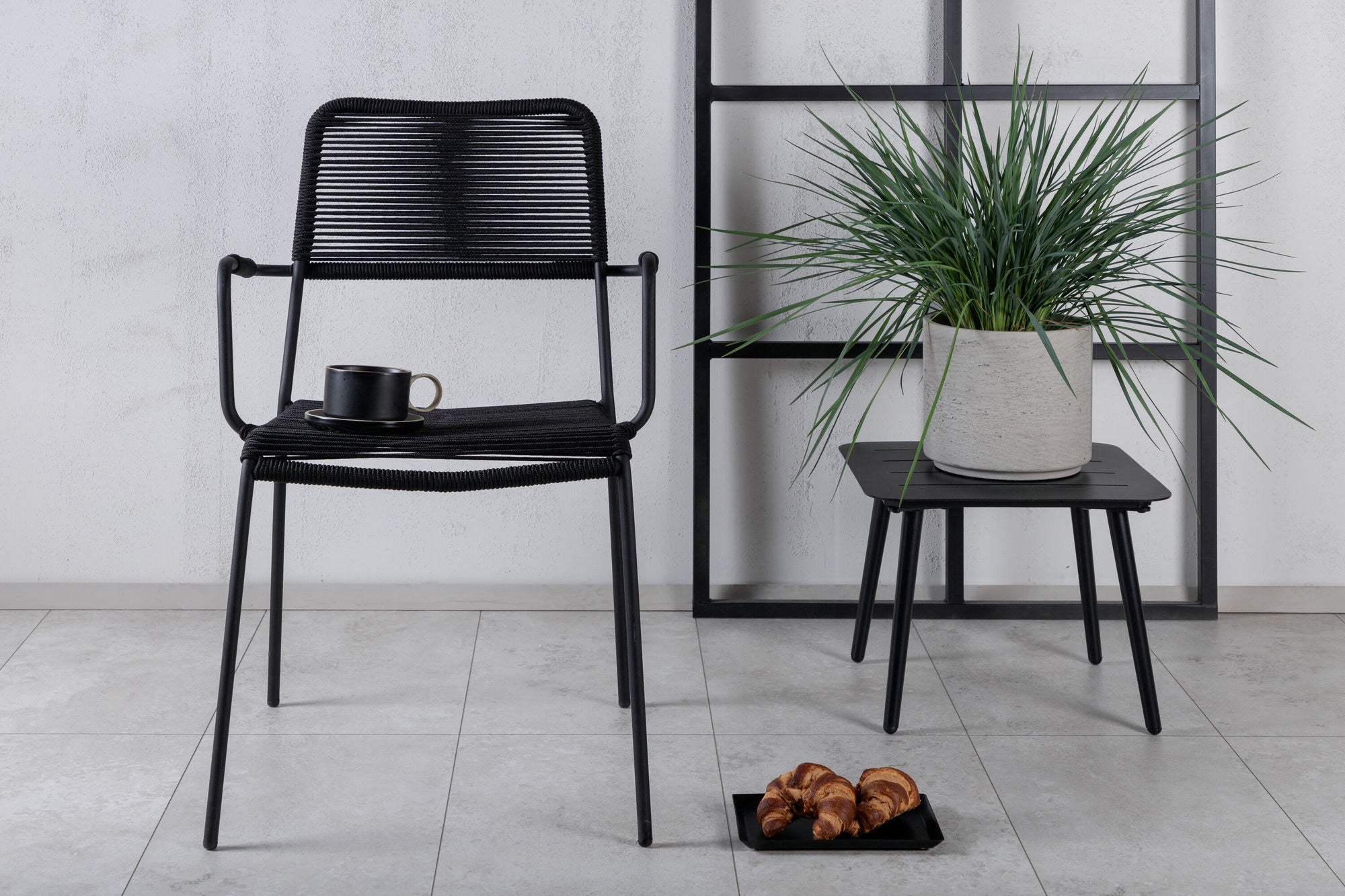Venture Home Lindos Armchair 2-pack - Black Alu / Black Rope