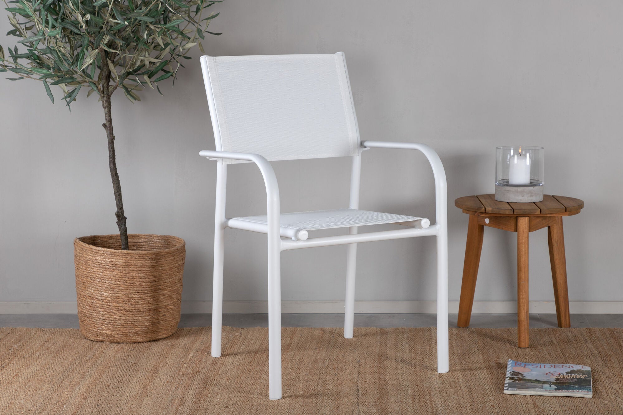 Venture Home Santorini Arm stol (Stackable) 2-pack - White Alu / White Textilene