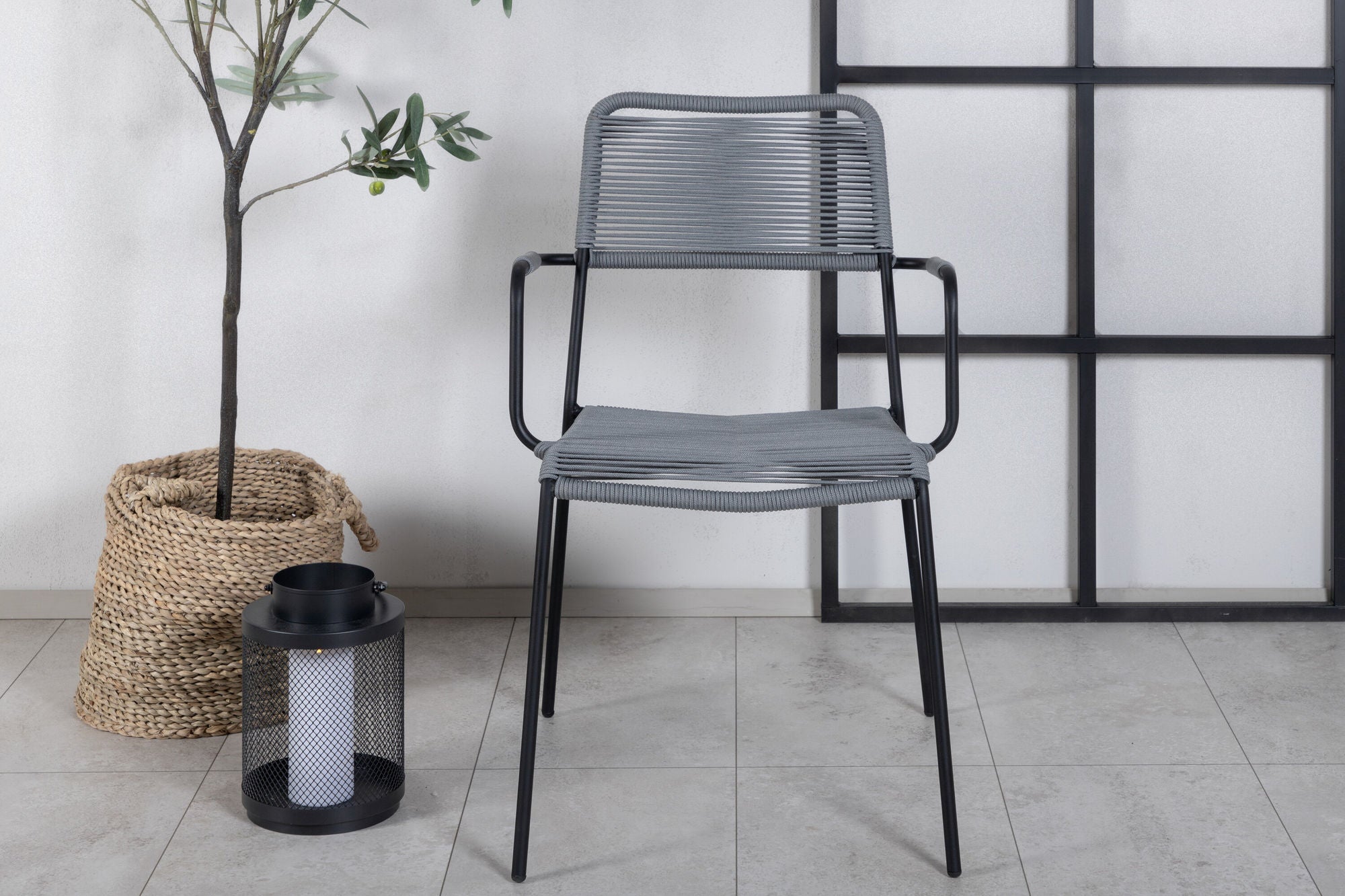 Venture Home Lindos Armchair 2-pack - Black Alu / Grey Rope